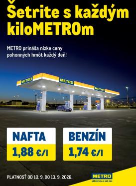 metro - Aktuálny Metro - Šetrite s každým kiloMETROm leták od štvrtka, 10.09.2026 do nedele, 13.09.2026