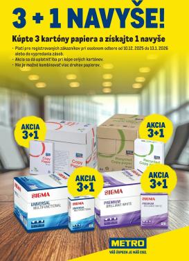 metro - Leták Metro - 3+1 Kúpte 3 kartóny papiera a získajte 1 navyše platný od 10.12. do 13.01.