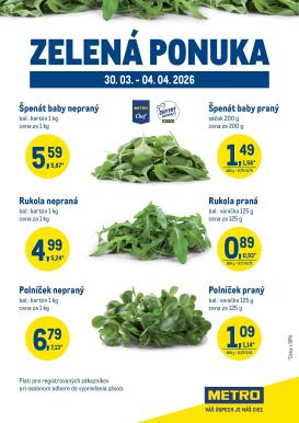 metro - Leták Metro - Čerstvé hity týždňa - Zelená ponuka platný od 30.03.2026 do 04.04.2026