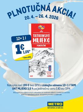 metro - Aktuálny leták Metro - Plnotučná akcia od pondelka, 20.04.2026 do nedele, 26.04.2026