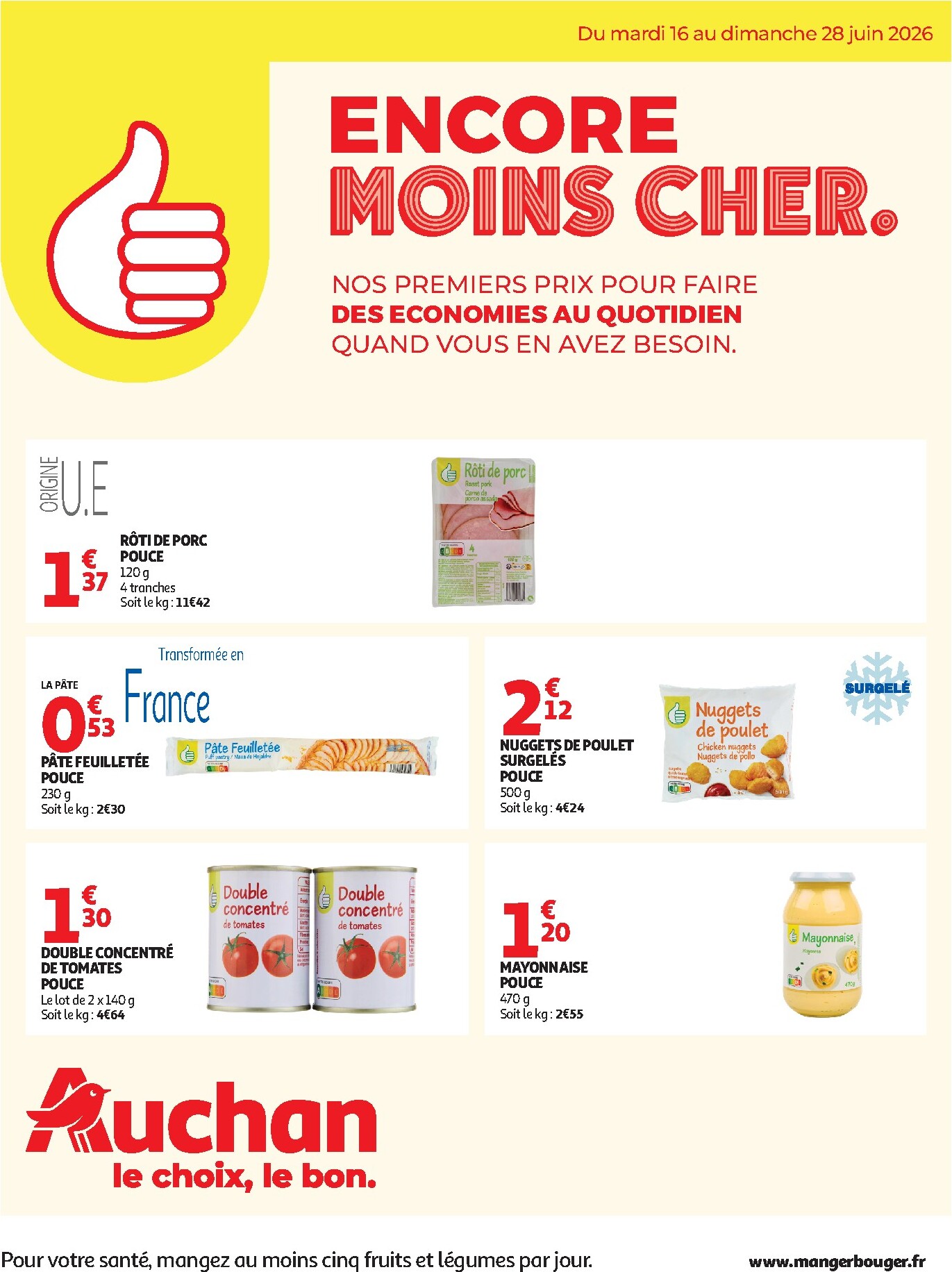 auchan - Toekomstige Auchan - Petits prix marque Pouce folder geldig van dinsdag 16/06/2026 tot zondag 28/06/2026