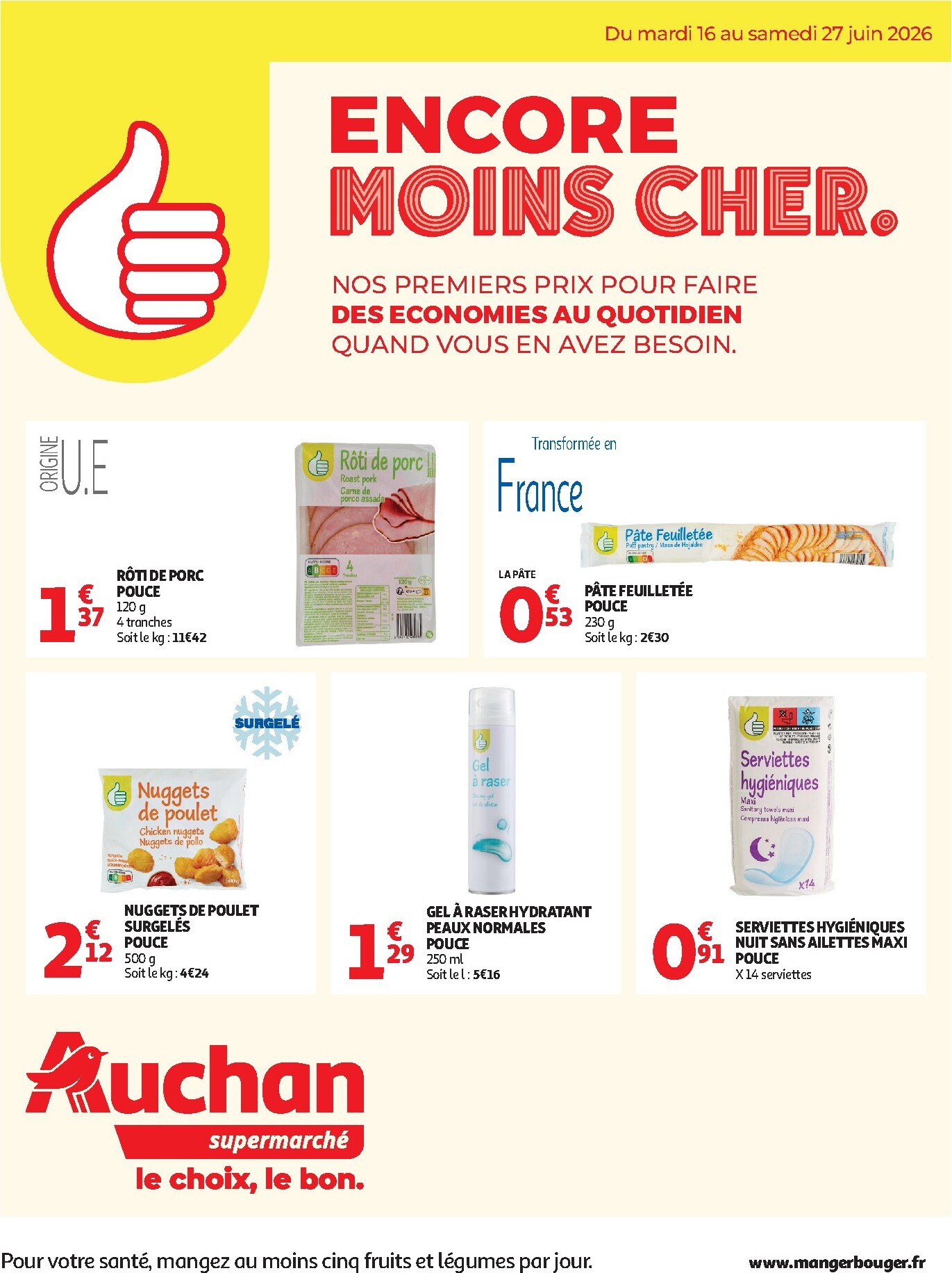 auchan - Toekomstige Auchan Supermarché - Marque Pouce supers folder geldig van dinsdag 16/06/2026 tot zaterdag 27/06/2026 - page: 1