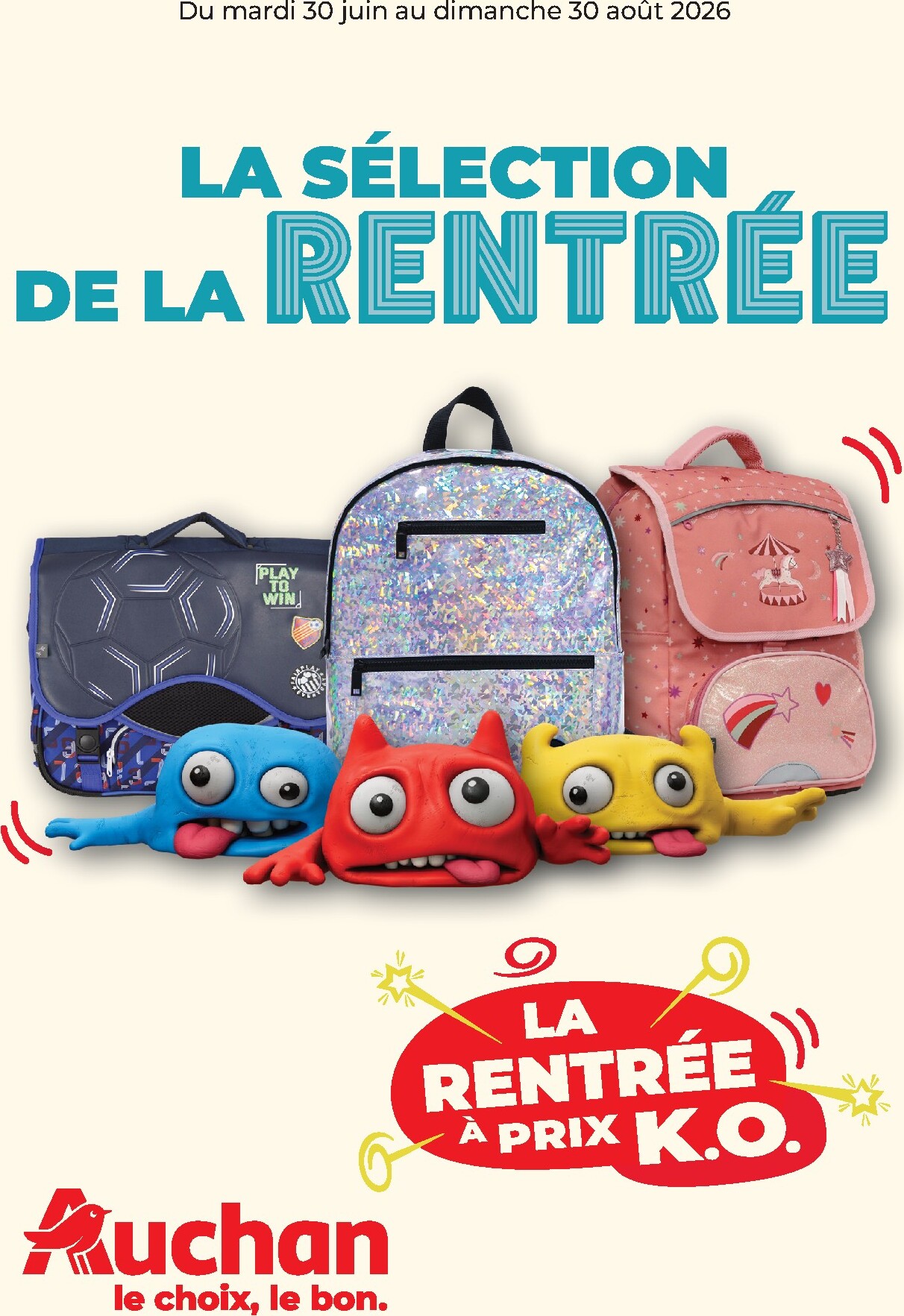 auchan - Auchan - Cartables, rentrée - Hypermarché folder voor volgende week van dinsdag 30/06/2026 tot zondag 30/08/2026