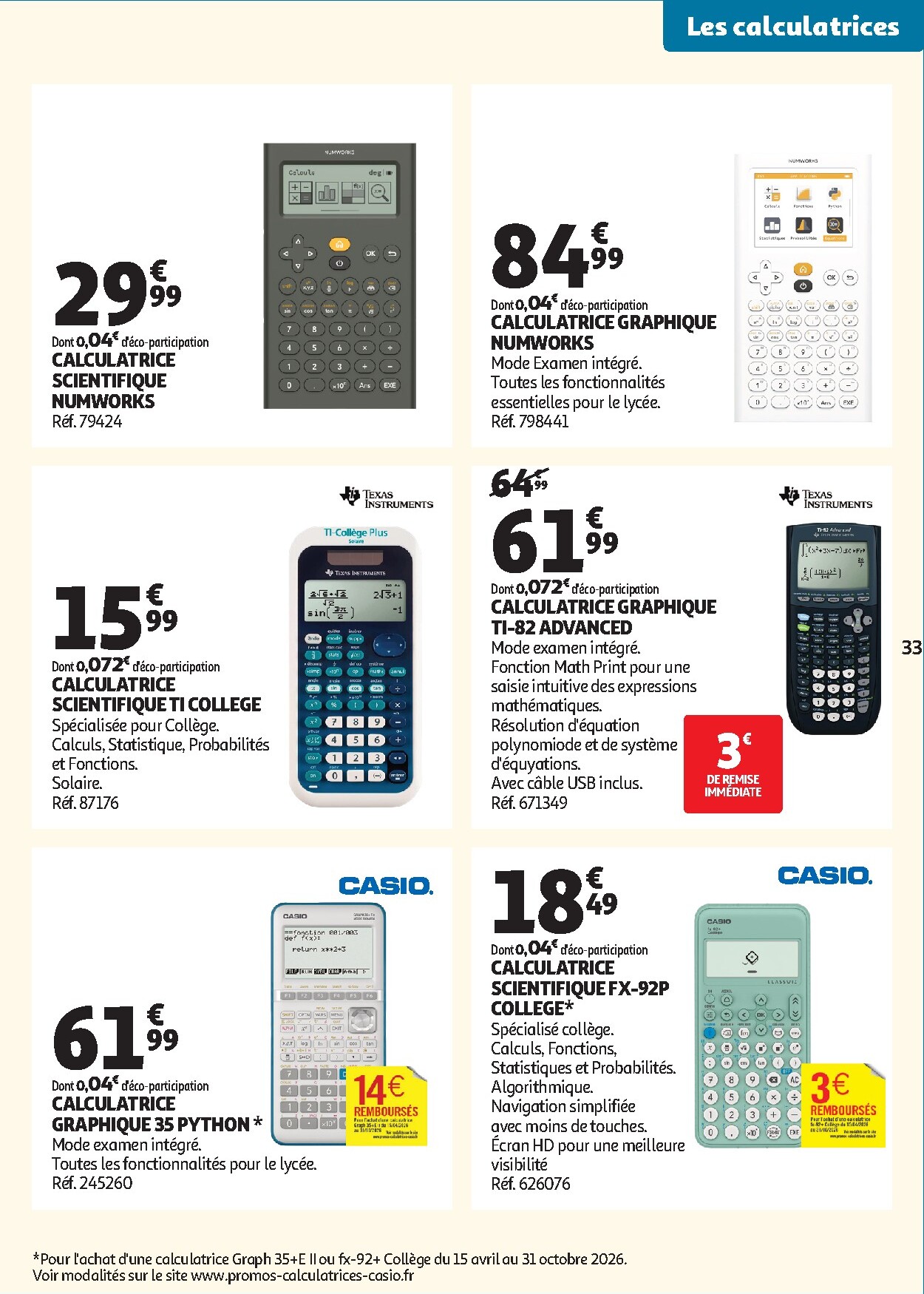 auchan - Auchan - Cartables, rentrée - Hypermarché folder voor volgende week van dinsdag 30/06/2026 tot zondag 30/08/2026 - page: 33