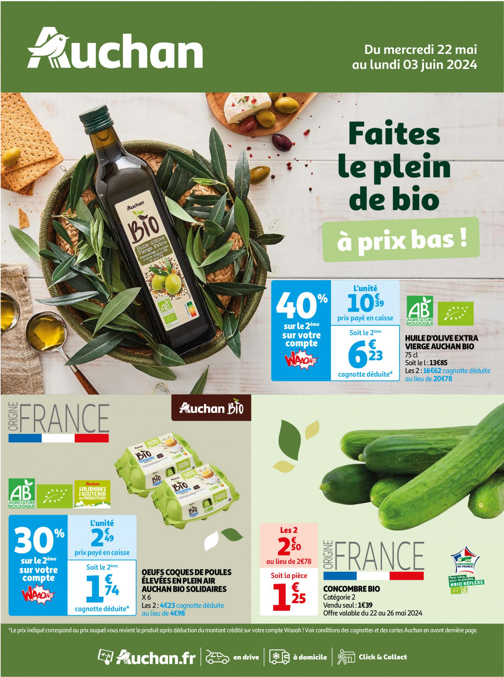 auchan - Auchan - Faites le plein de bio à prix bas folder huidig 22.05. - 03.06. - page: 1