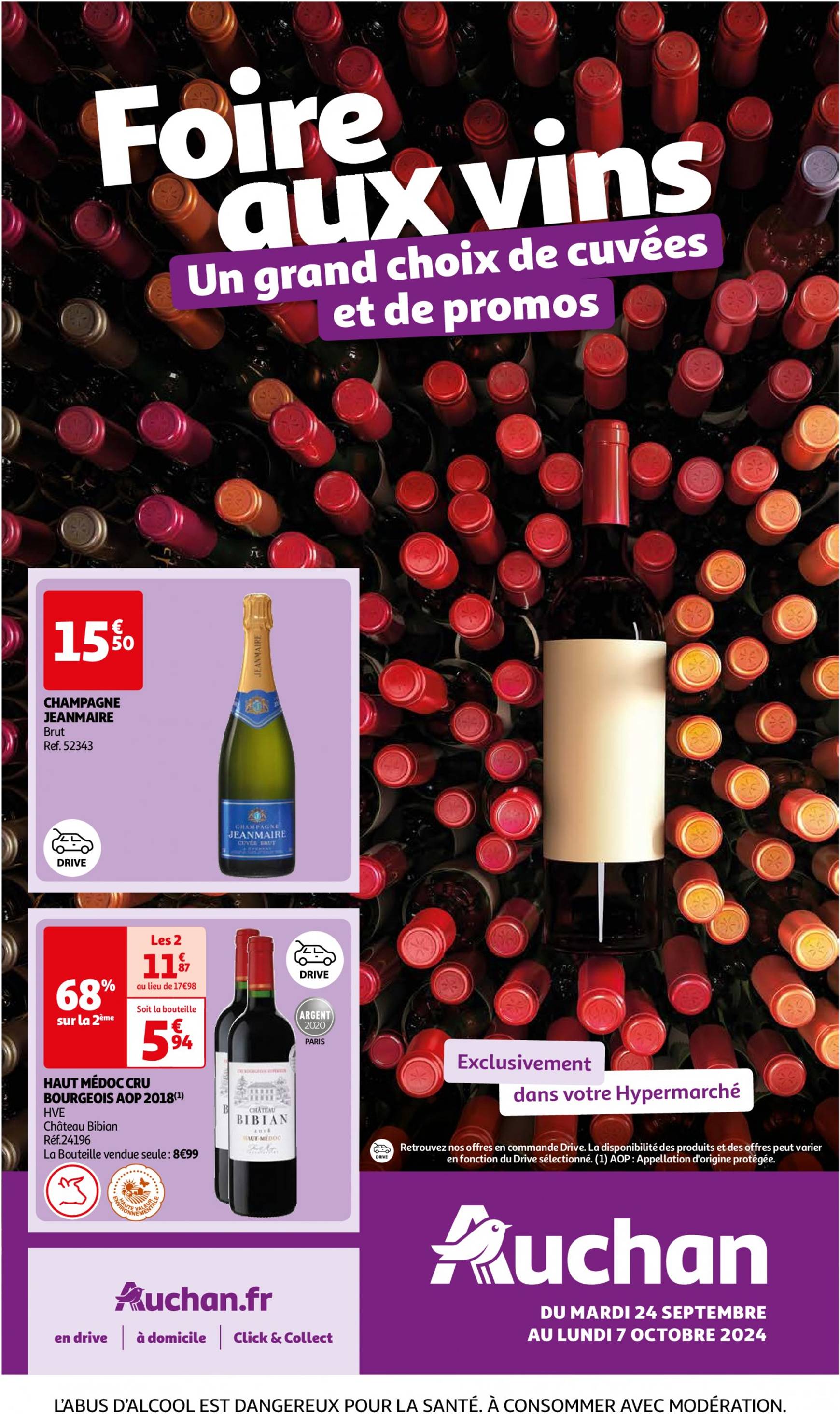 auchan - Auchan - Foire au vins : Un grand choix de cuvées folder huidig 24.09. - 07.10. - page: 1