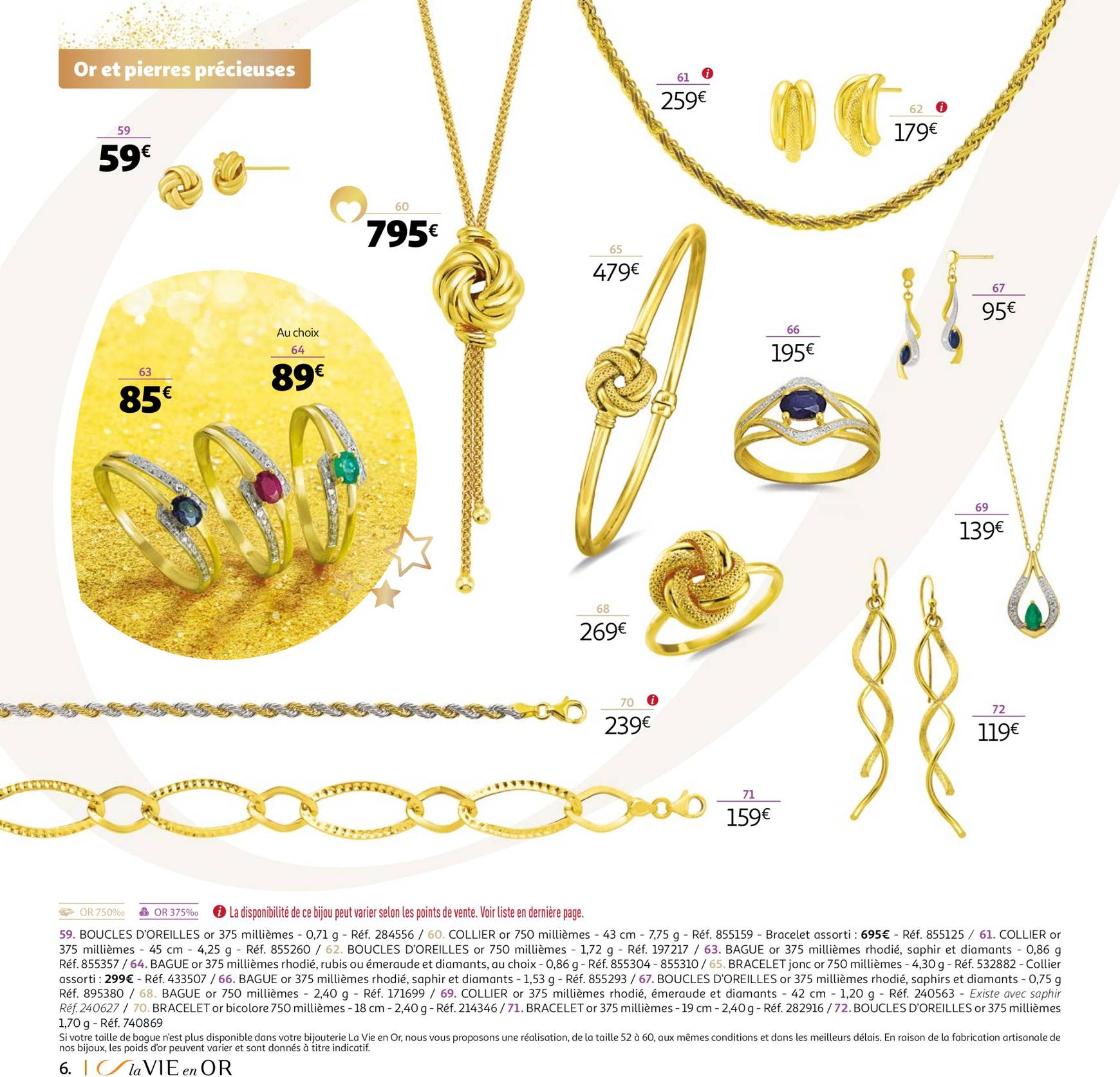 auchan - Auchan - La VIE en OR : collection cadeaux bijoux folder geldig vanaf 22.10. - 31.12. - page: 6