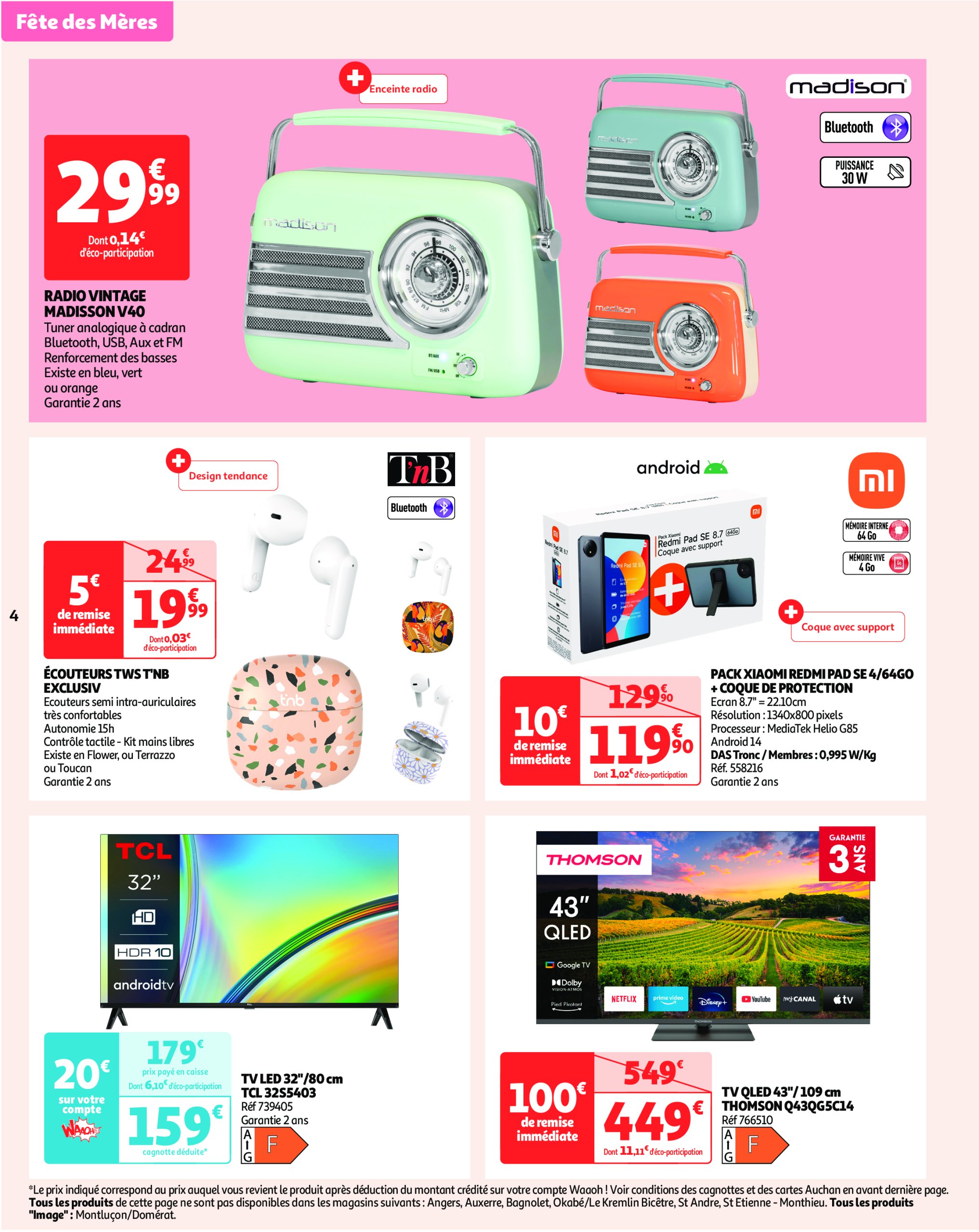 auchan - Auchan - Fête des mères : offrez-lui tout un bouquet folder geldig vanaf 13/05 - 25/05 - page: 4 auchan - Auchan - Fête des mères : offrez-lui tout un bouquet folder geldig vanaf 13/05 - 25/05 - page: 4