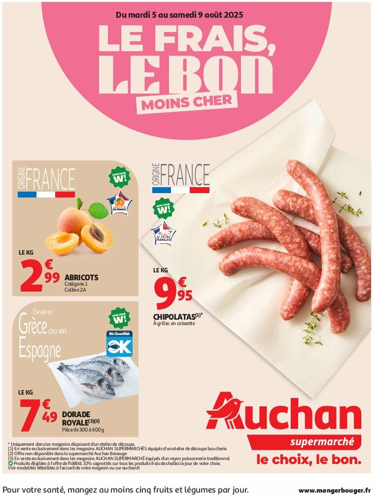 auchan - Auchan Supermarché - Le frais, le bon moins cher folder geldig vanaf 05/08 - 09/08