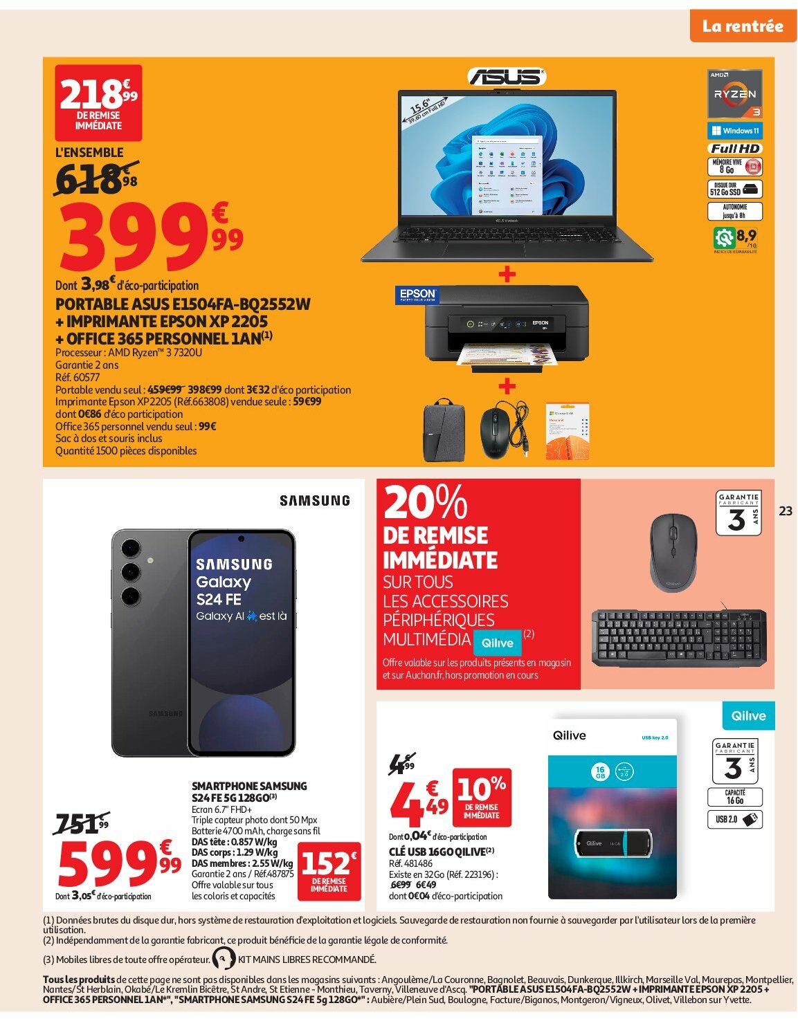 auchan - Auchan - Rentrée des classes folder geldig vanaf 19/08 - 07/09 - page: 23