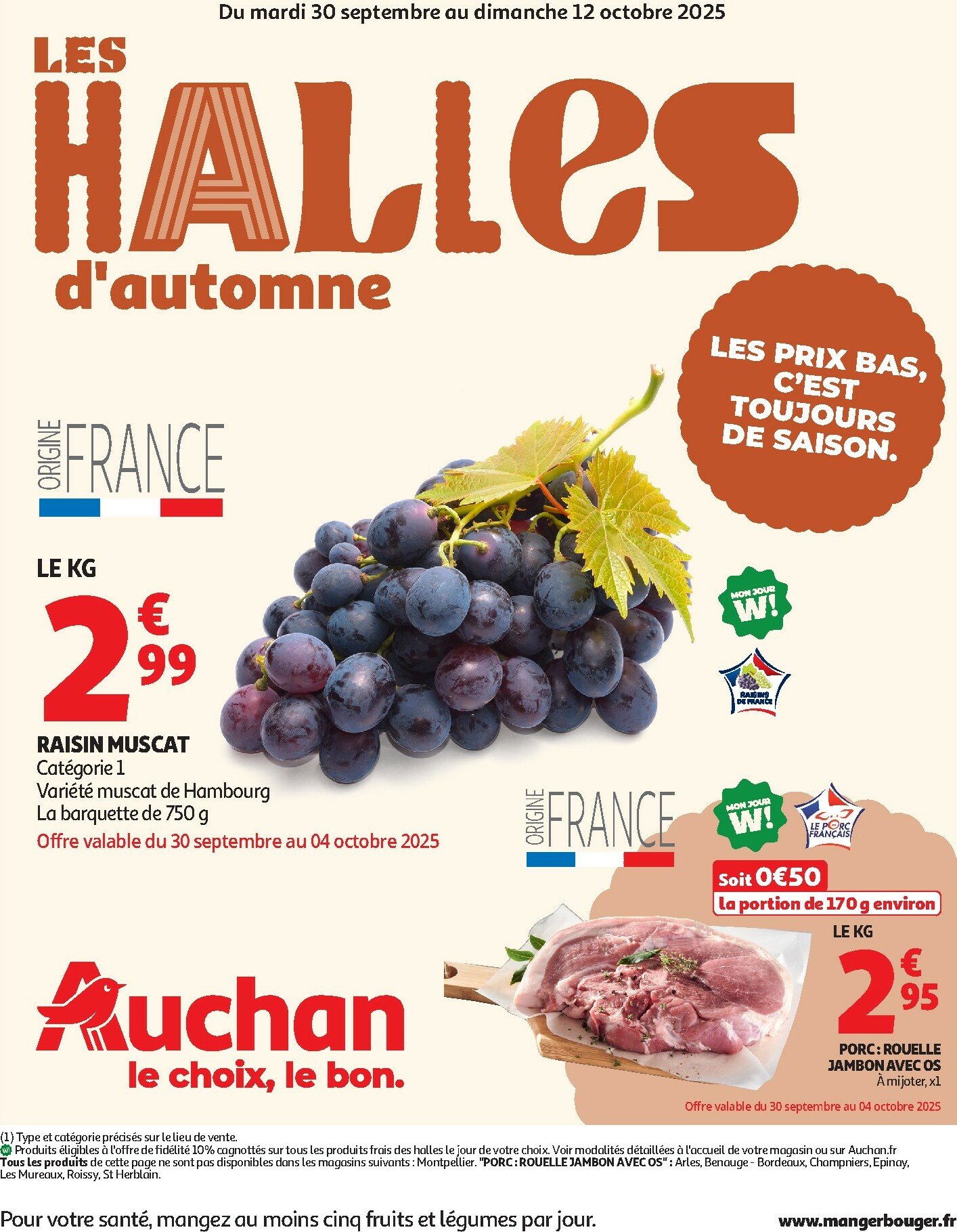 auchan - Auchan - Les Halles d'automne : les prix bas, c'est toujours de saison folder geldig vanaf 30/09 - 12/10