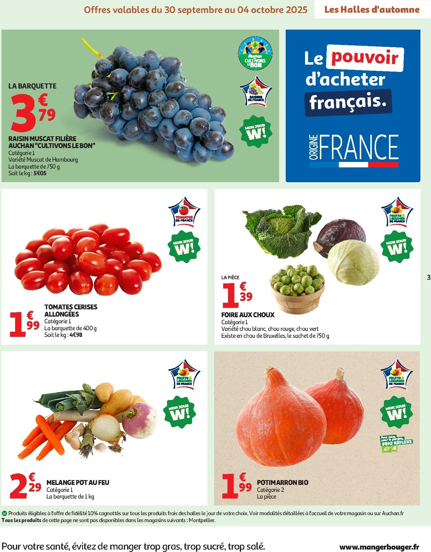 auchan - Auchan - Les Halles d'automne : les prix bas, c'est toujours de saison folder geldig vanaf 30/09 - 12/10 - page: 3