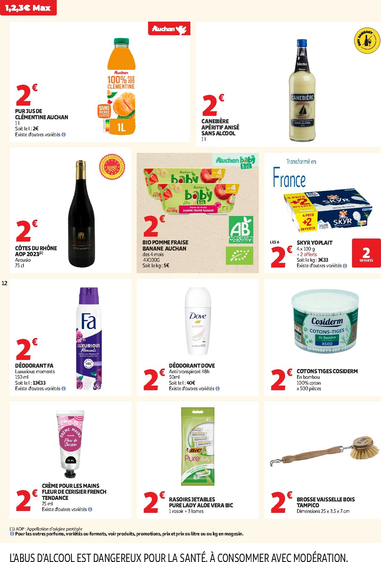 auchan - De Auchan - Petits prix 1, 2, 3 € folder geldig vanaf 13/01 t/m 25/01 - page: 12