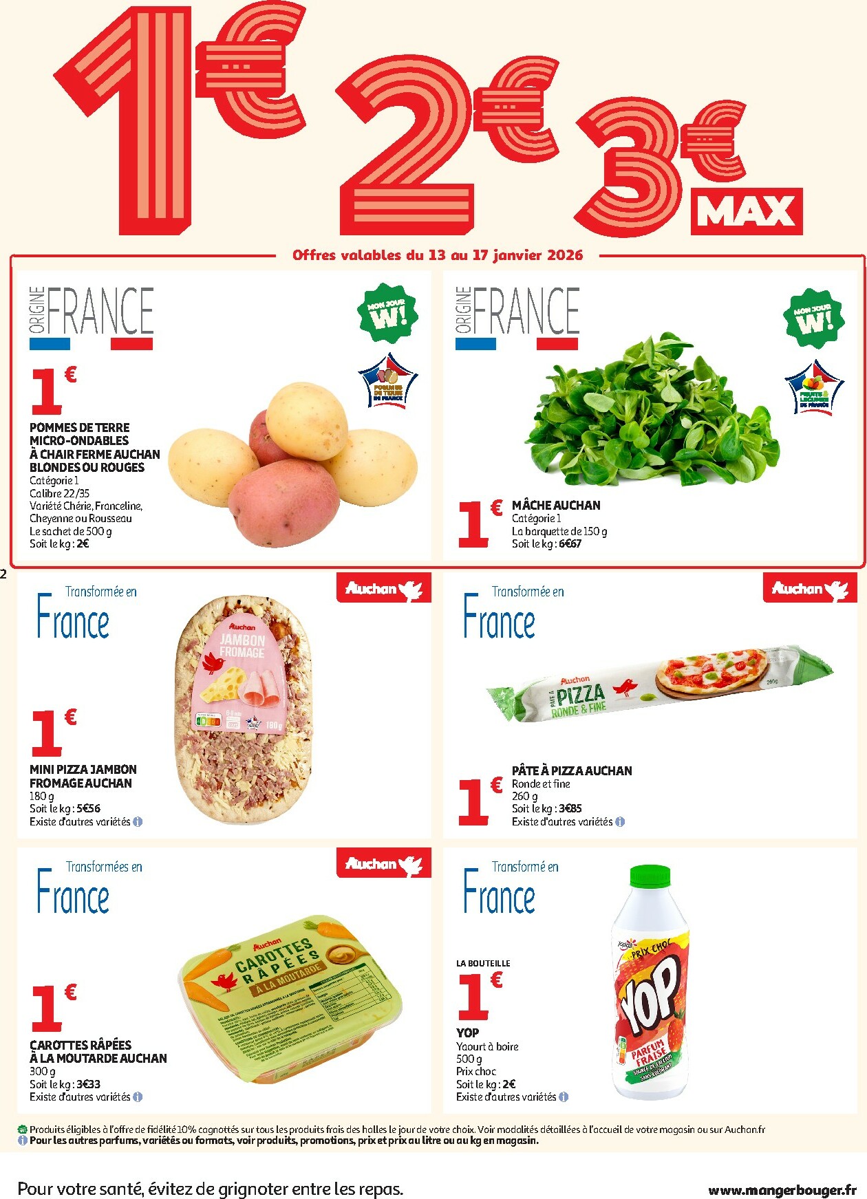 auchan - De Auchan - Petits prix 1, 2, 3 € folder geldig vanaf 13/01 t/m 25/01 - page: 2