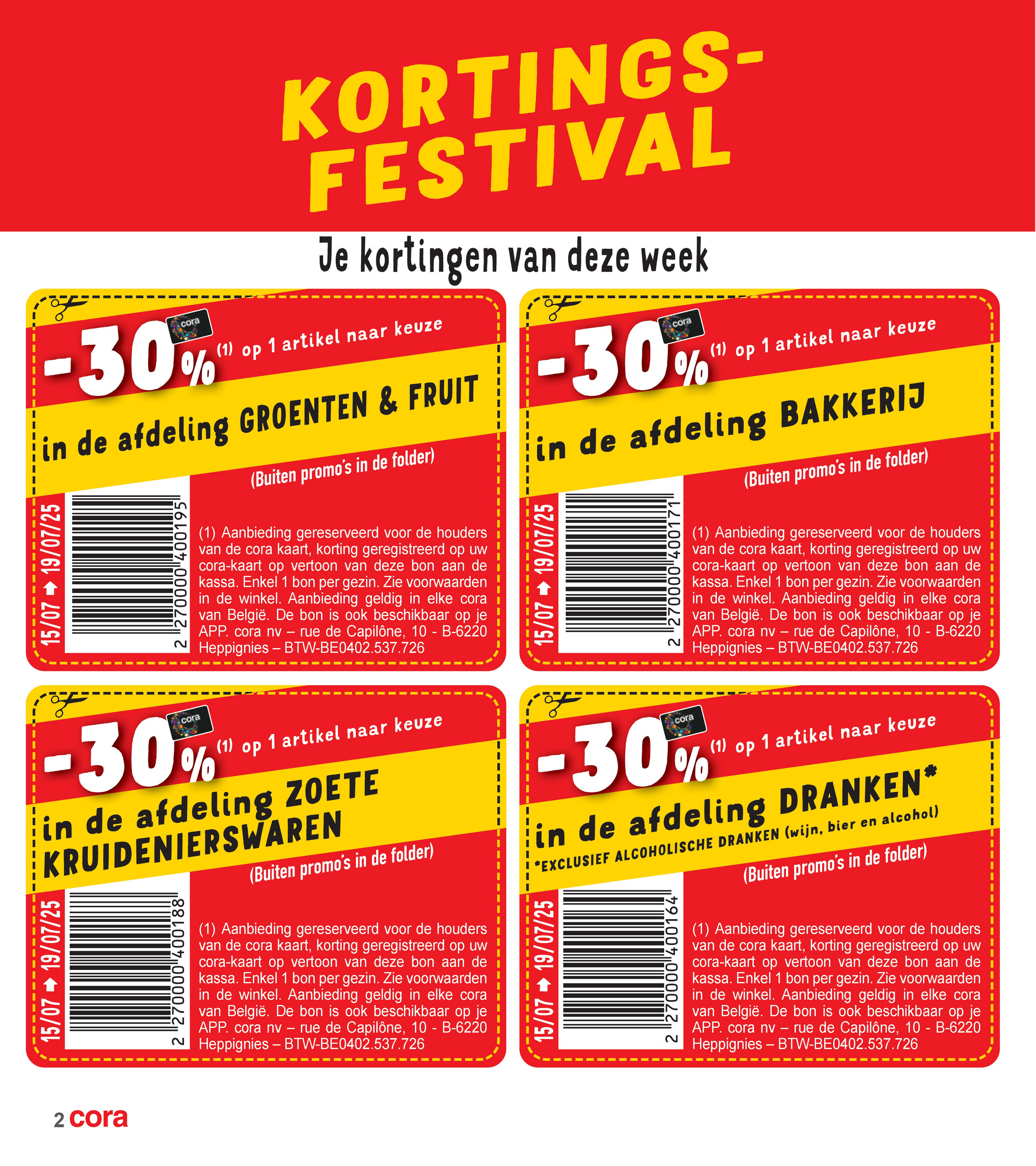 cora - Cora - Kortingsfestival folder geldig vanaf 15/07 - 19/07 - page: 2