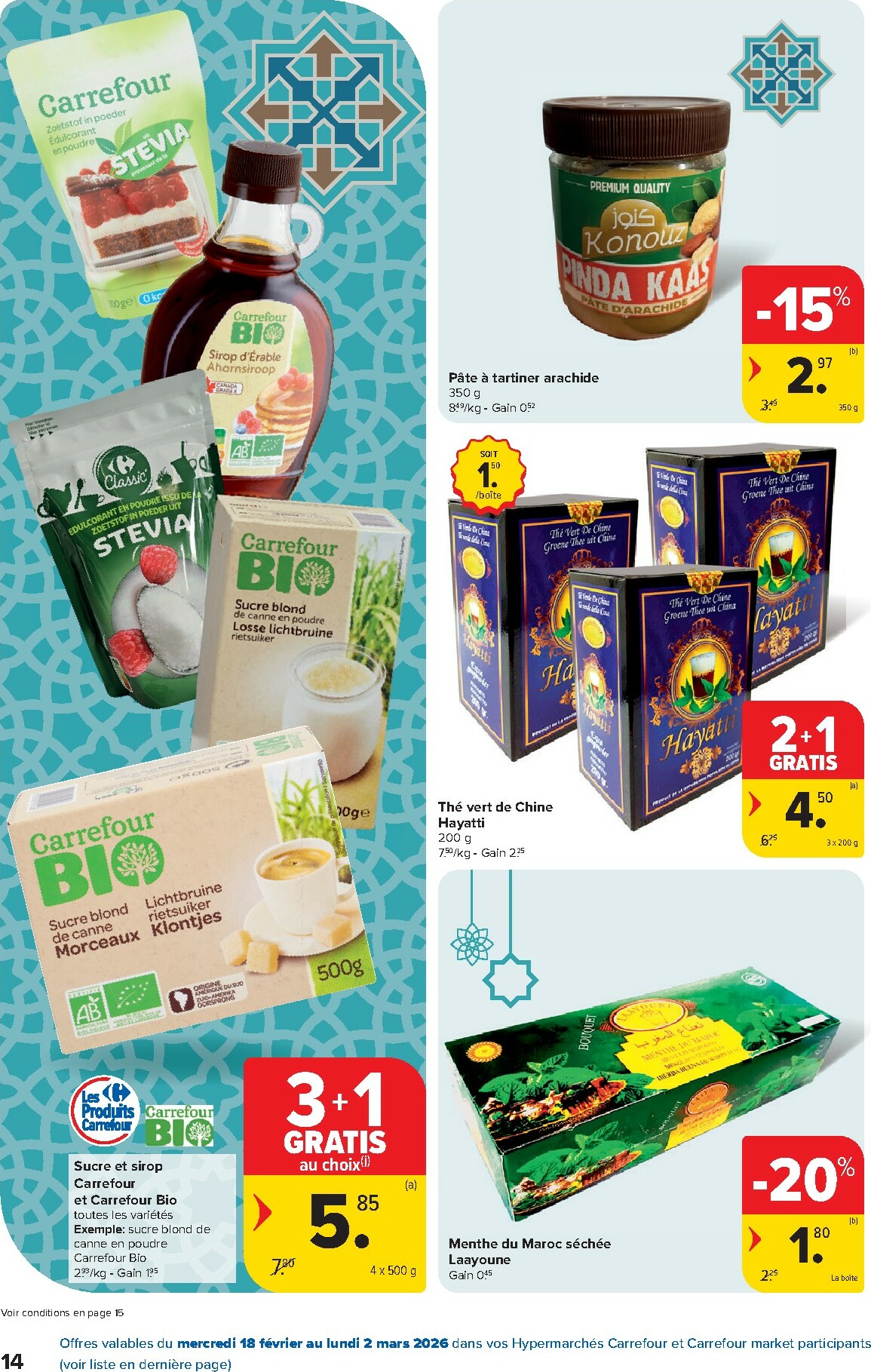 carrefour - De Carrefour - Saveurs d'Orient folder geldig vanaf 18/02/2026 t/m 02/03/2026 - page: 14