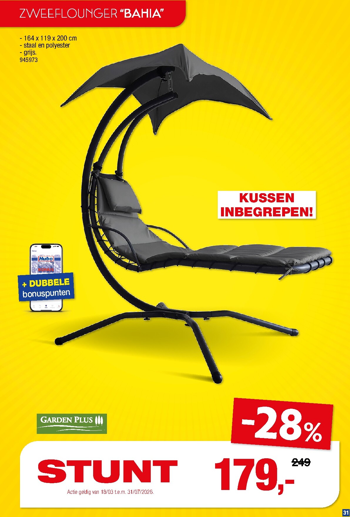 hubo - De Hubo - Tuinmeubelen special folder geldig vanaf 18/03/2026 t/m 31/07/2026 - page: 31