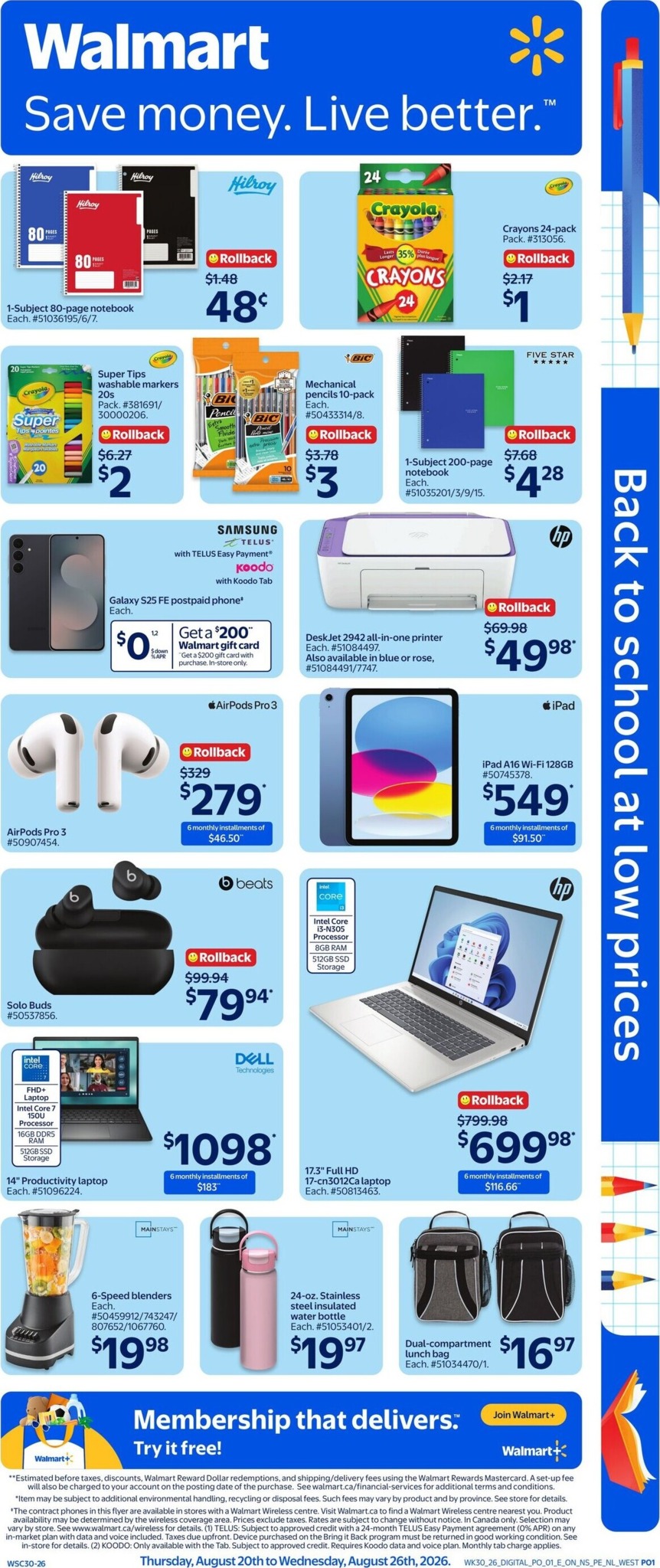 walmart - New Walmart - Back to School Flyer for This Week – 2026-08-20 to 2026-08-26
