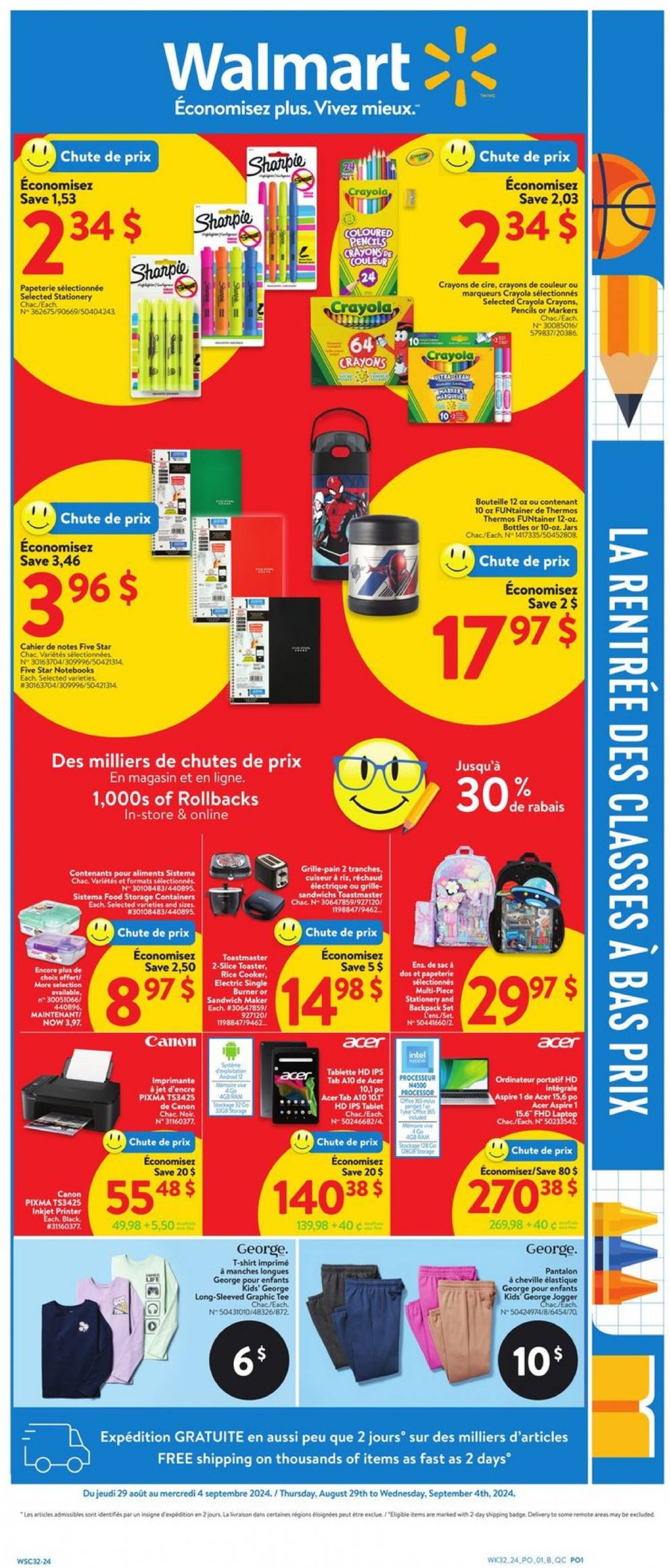 walmart - Latest Walmart - Back to school flyer 29.08. - 04.09.