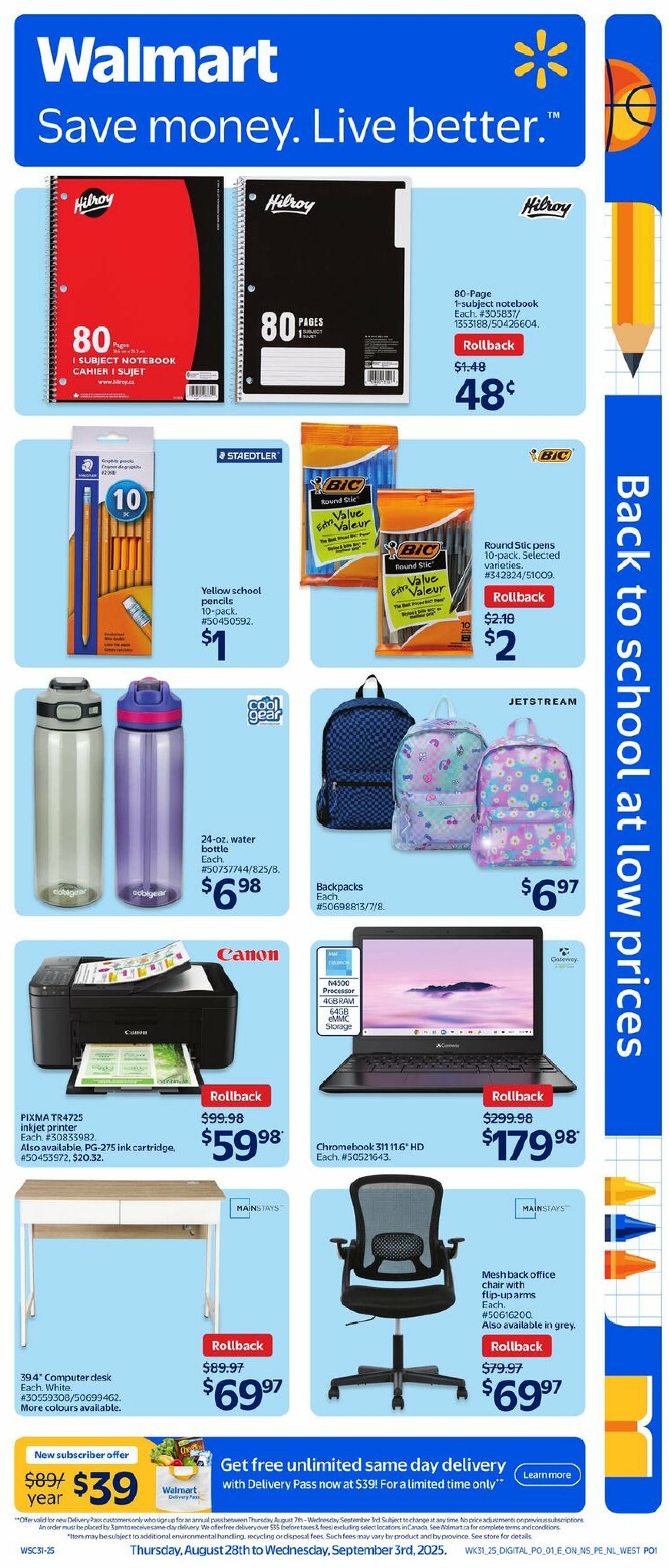 walmart - Walmart - Back to School flyer valid from 08-28 - 09-03