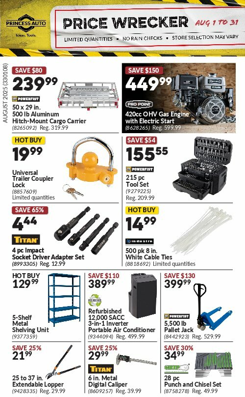 princess-auto - Princess Auto - Price Wrecker flyer valid from 08-01 - 08-31 - page: 1