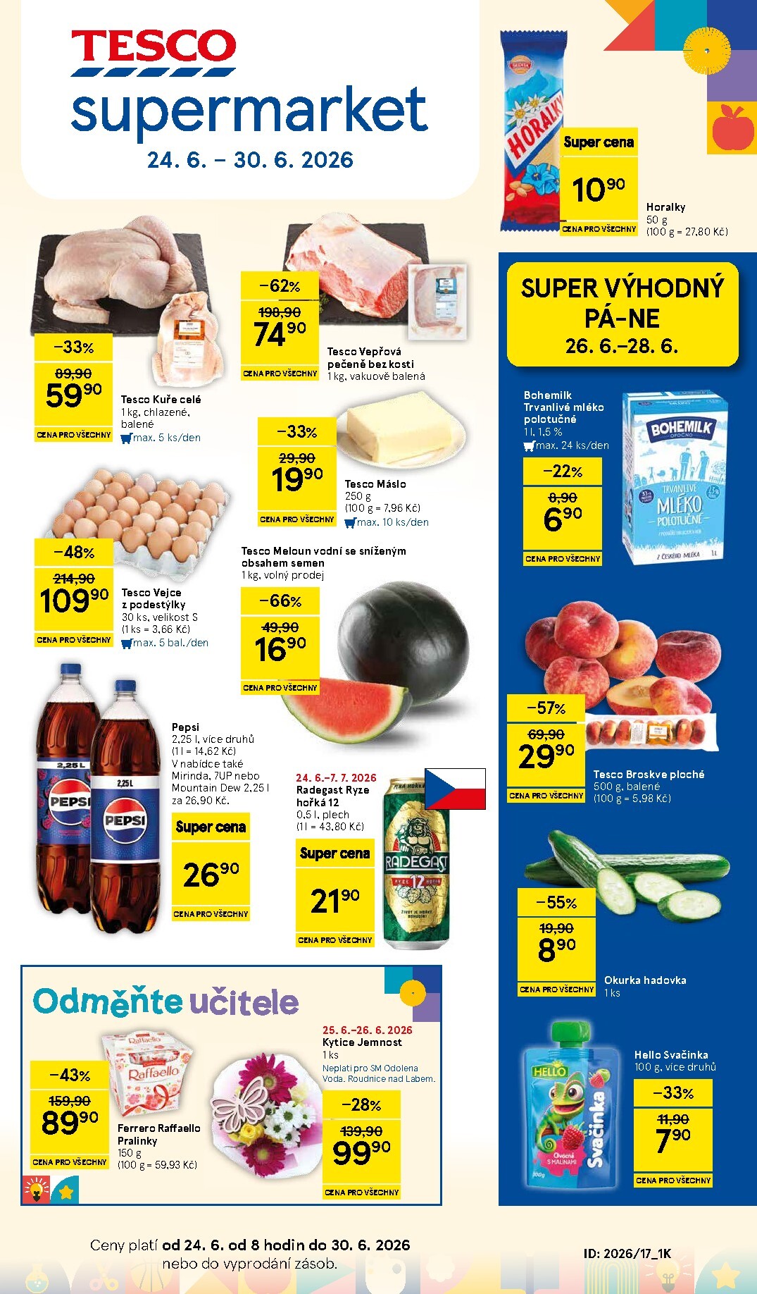 tesco - Aktuální Tesco supermarket leták platný od středy 24.06.2026 do úterý 30.06.2026