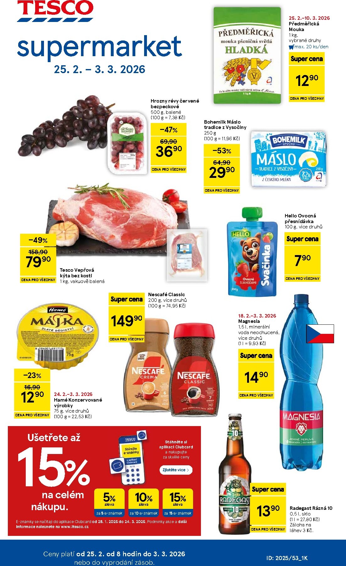 tesco - Tesco supermarket leták platný od středy 25.02.2026 do úterý 03.03.2026