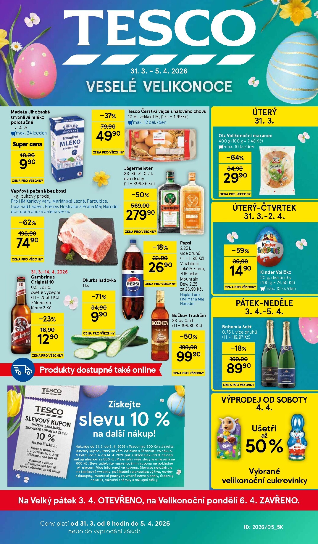 tesco - Tesco leták platný od úterý 31.03.2026 do neděle 05.04.2026