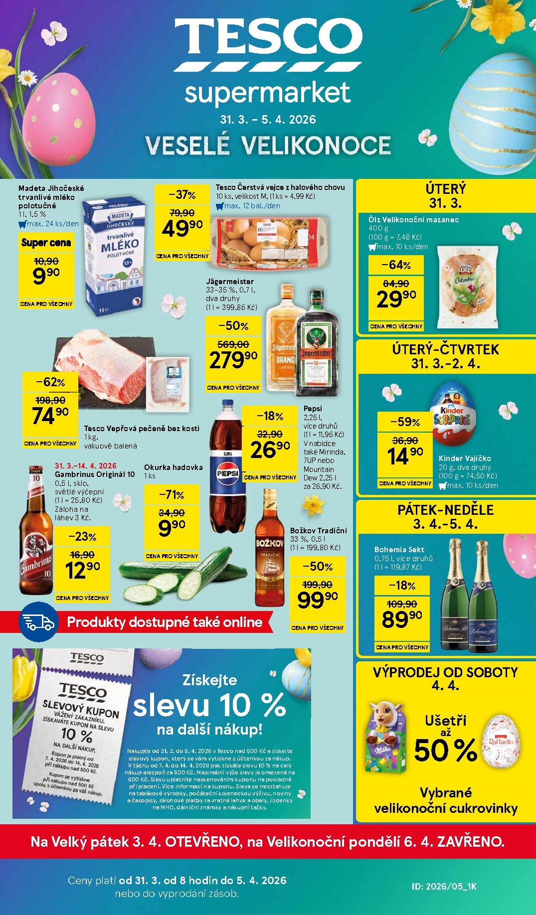 tesco - Tesco supermarket leták platný od úterý 31.03.2026 do neděle 05.04.2026