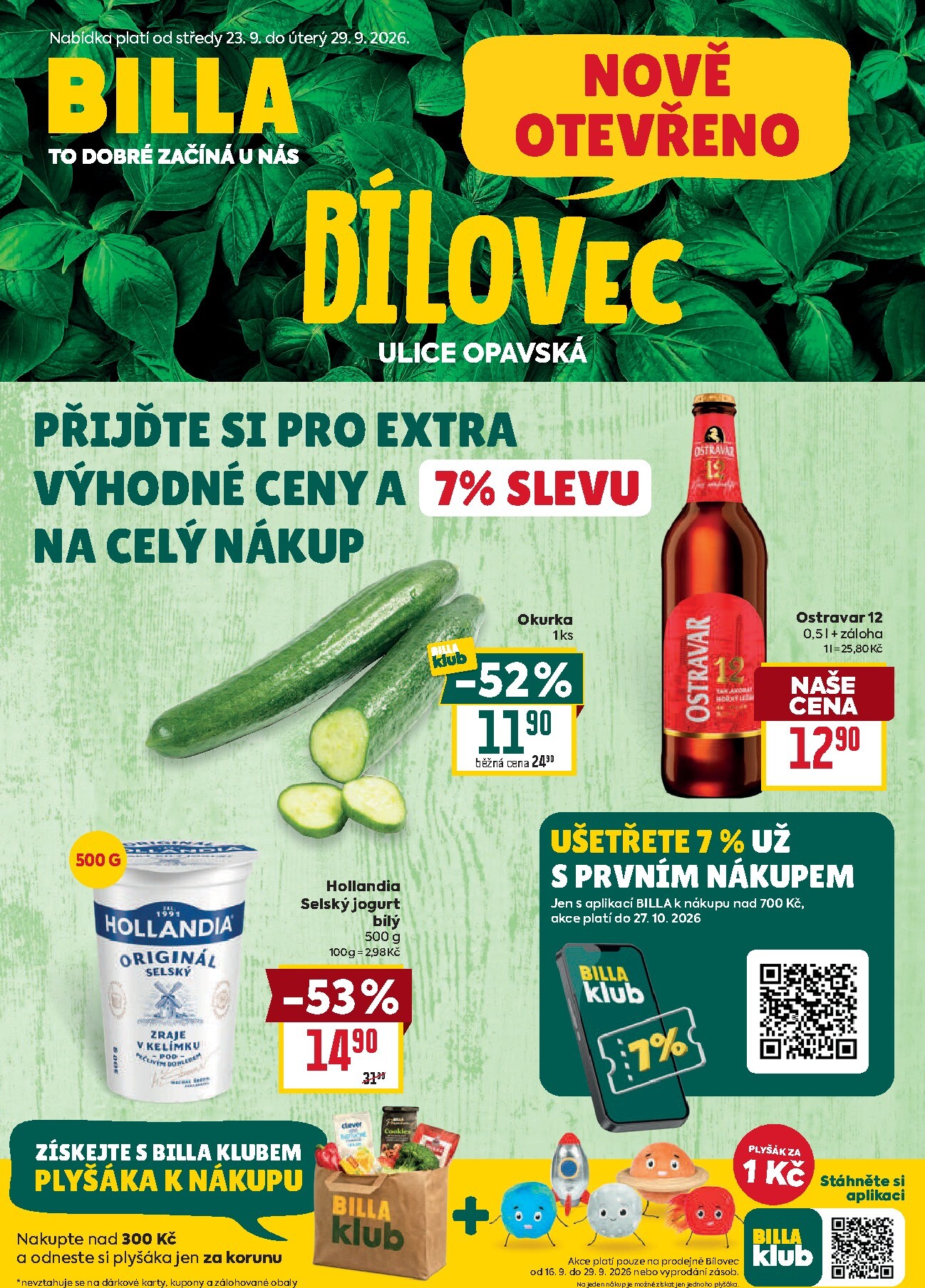 billa - Budoucí Billa - Bílovec leták platný od středy 23.09.2026 do úterý 29.09.2026