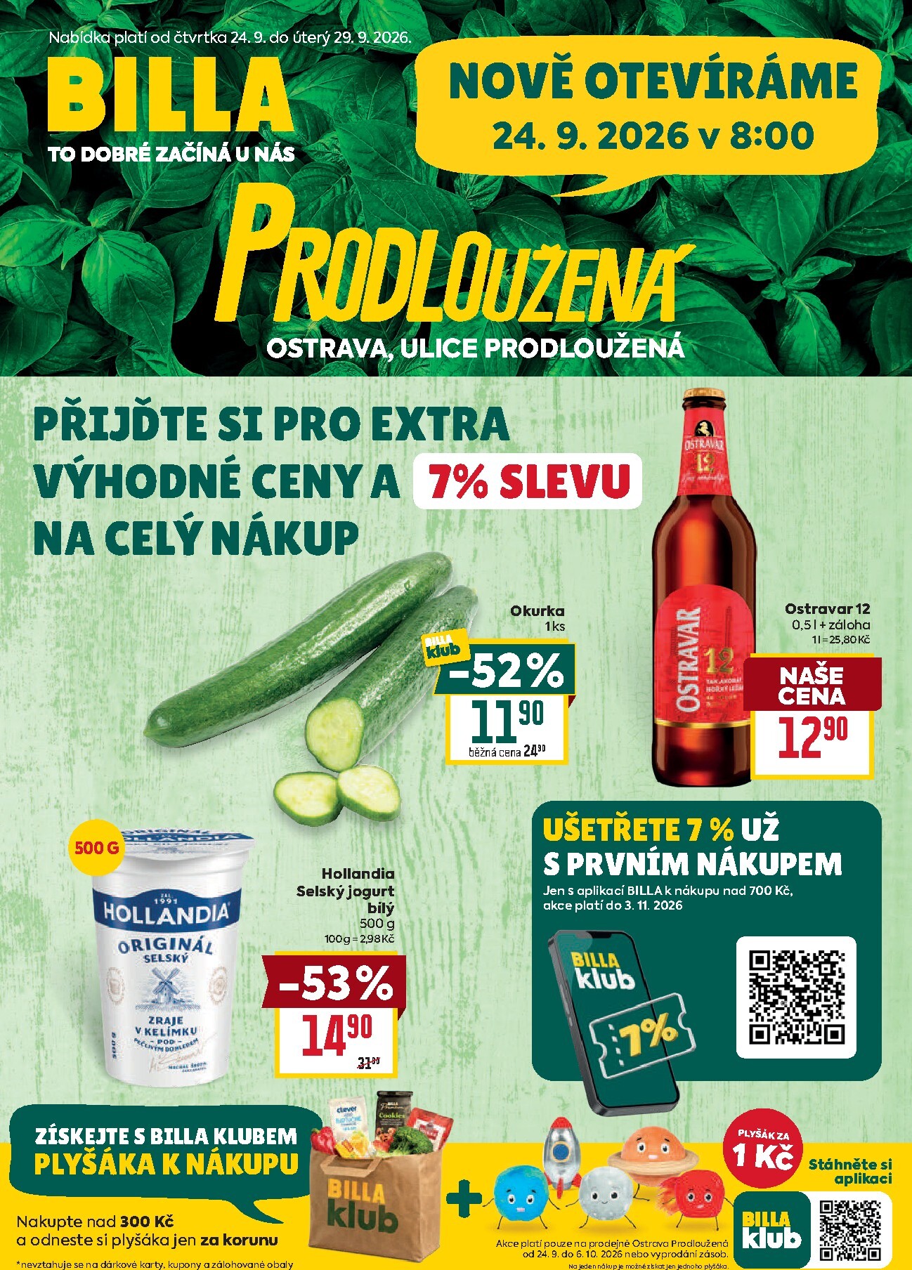 billa - Budoucí Billa - Ostrava leták platný od čtvrtka 24.09.2026 do úterý 29.09.2026