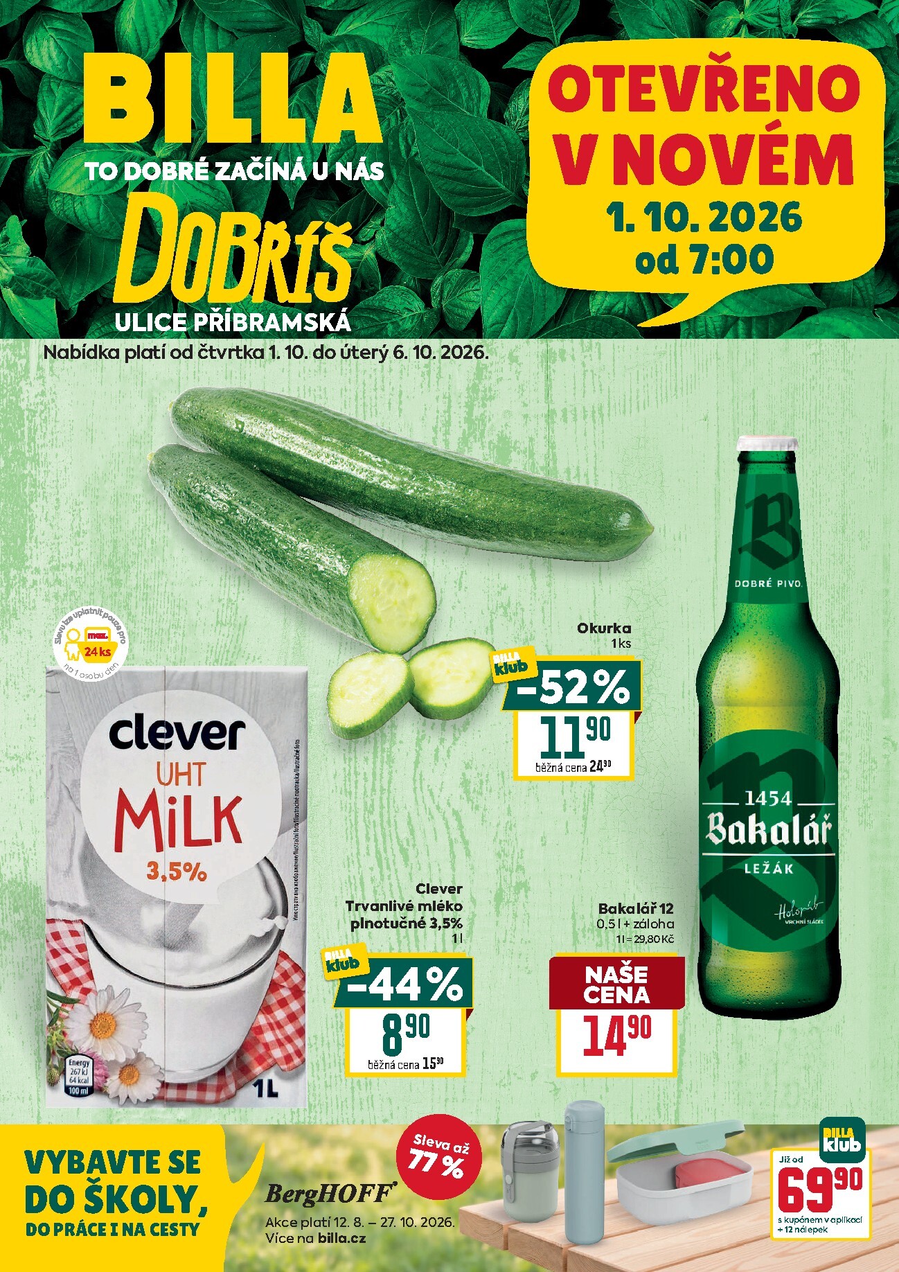 billa - Budoucí Billa - Dobříš leták platný od čtvrtka 01.10.2026 do úterý 06.10.2026