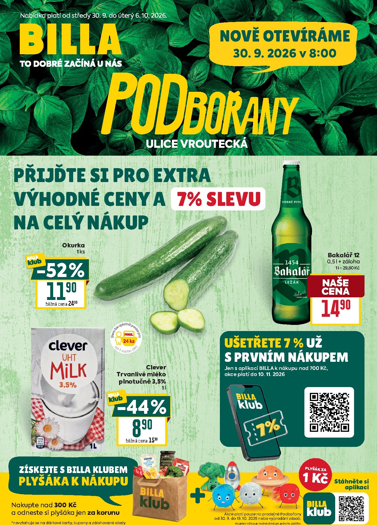 billa - Budoucí Billa - Podbořany leták platný od středy 30.09.2026 do úterý 06.10.2026