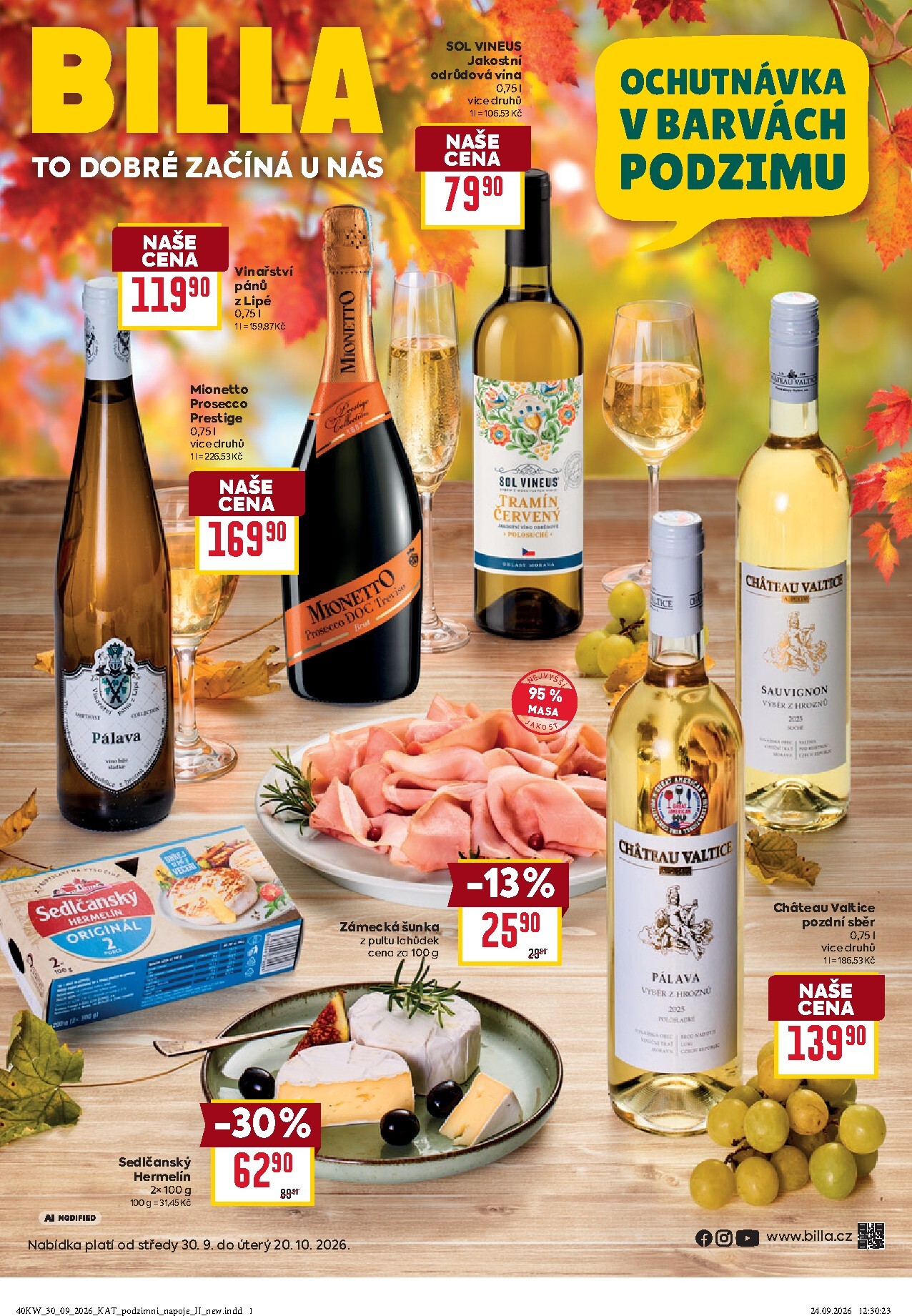 billa - Aktuální Billa - Katalog: Podzimní nápoje leták platný od středy 30.09.2026 do úterý 20.10.2026