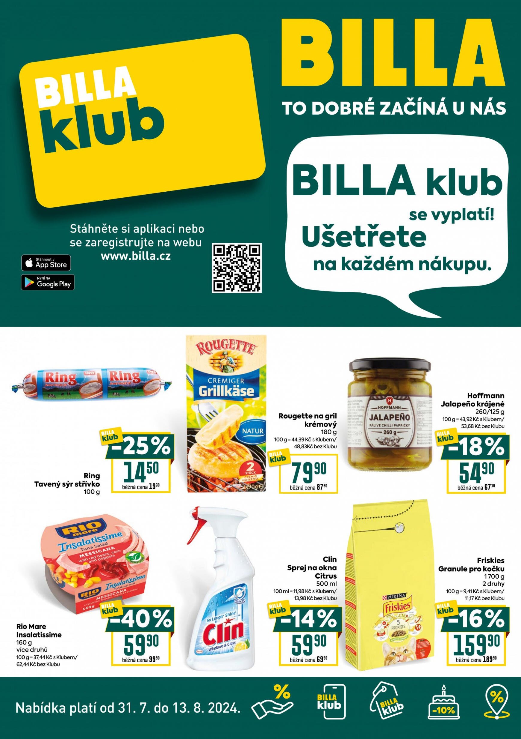 billa - Leták BILLA klub od 31.07. do 13.08. - page: 1