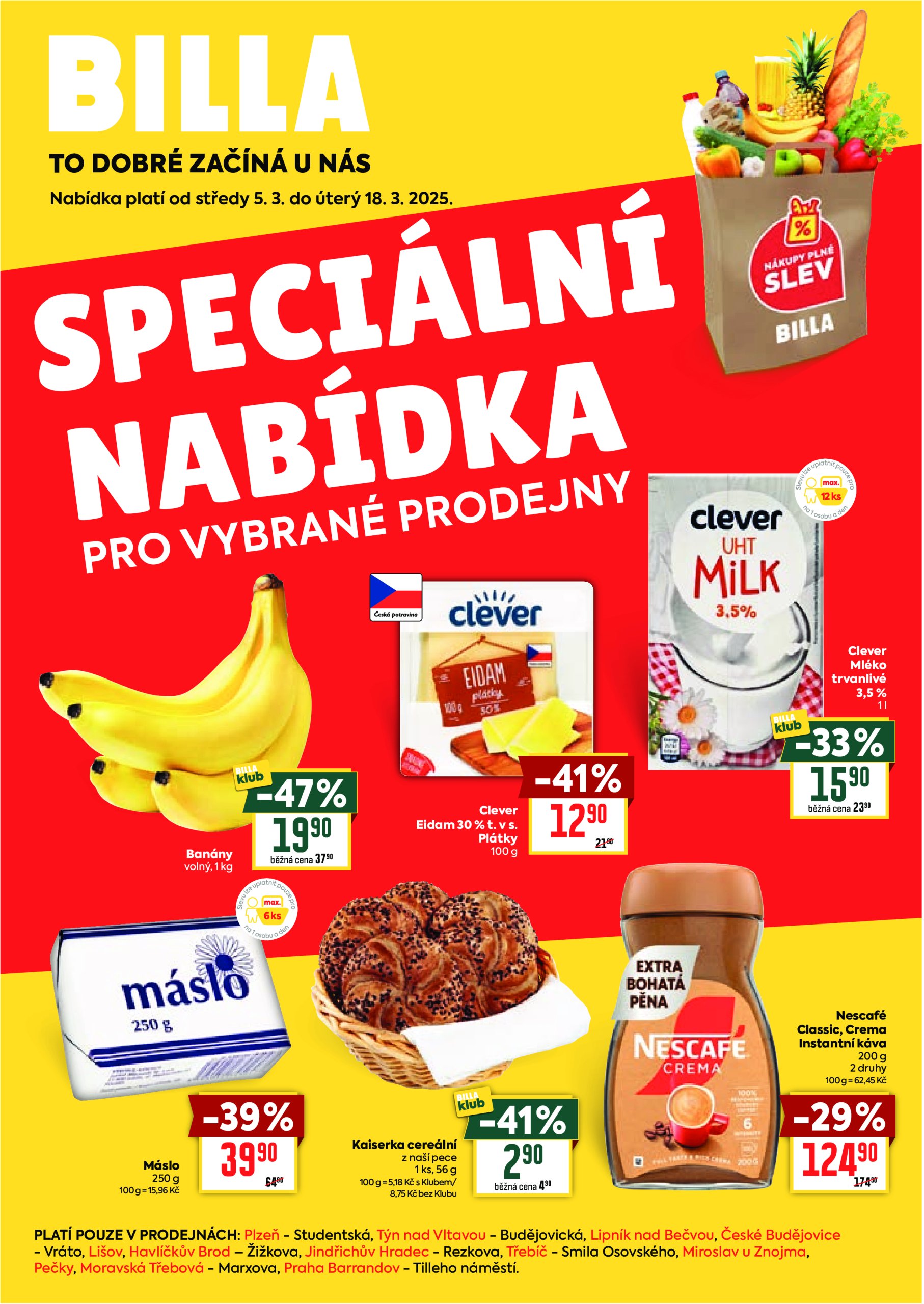 billa - Leták Billa - Speciální nabídka pro vybrané prodejny od 05.03. do 18.03.