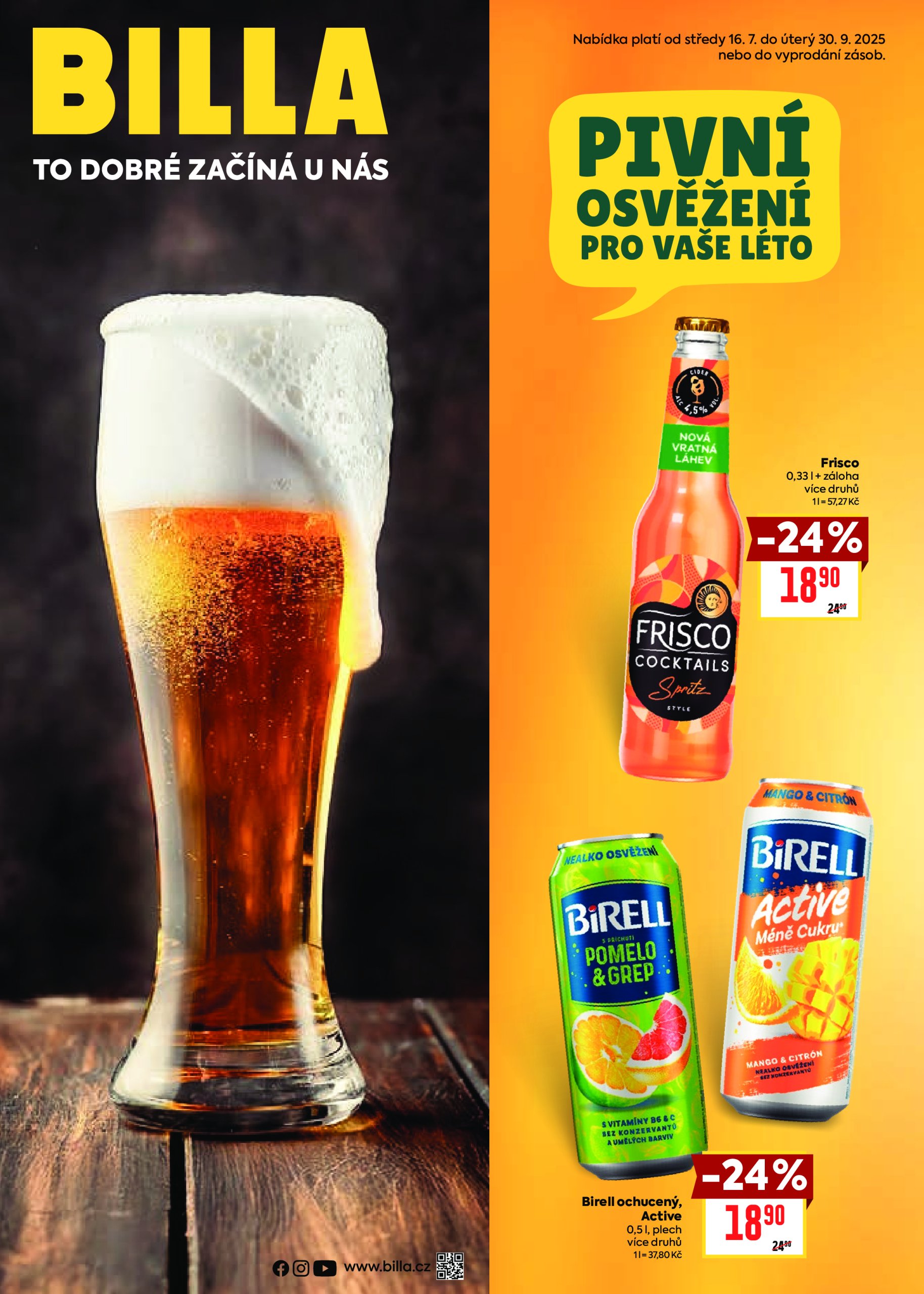 billa - Leták Billa - Pivo od 16.07. do 30.09.