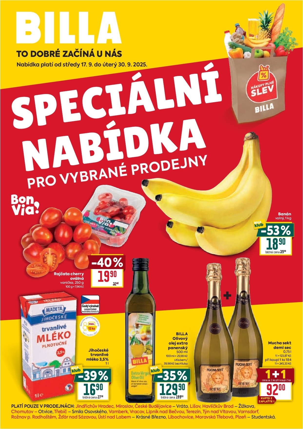 billa - Leták Billa - Speciální nabídka: vybrané prodejny od 17.09. do 30.09.