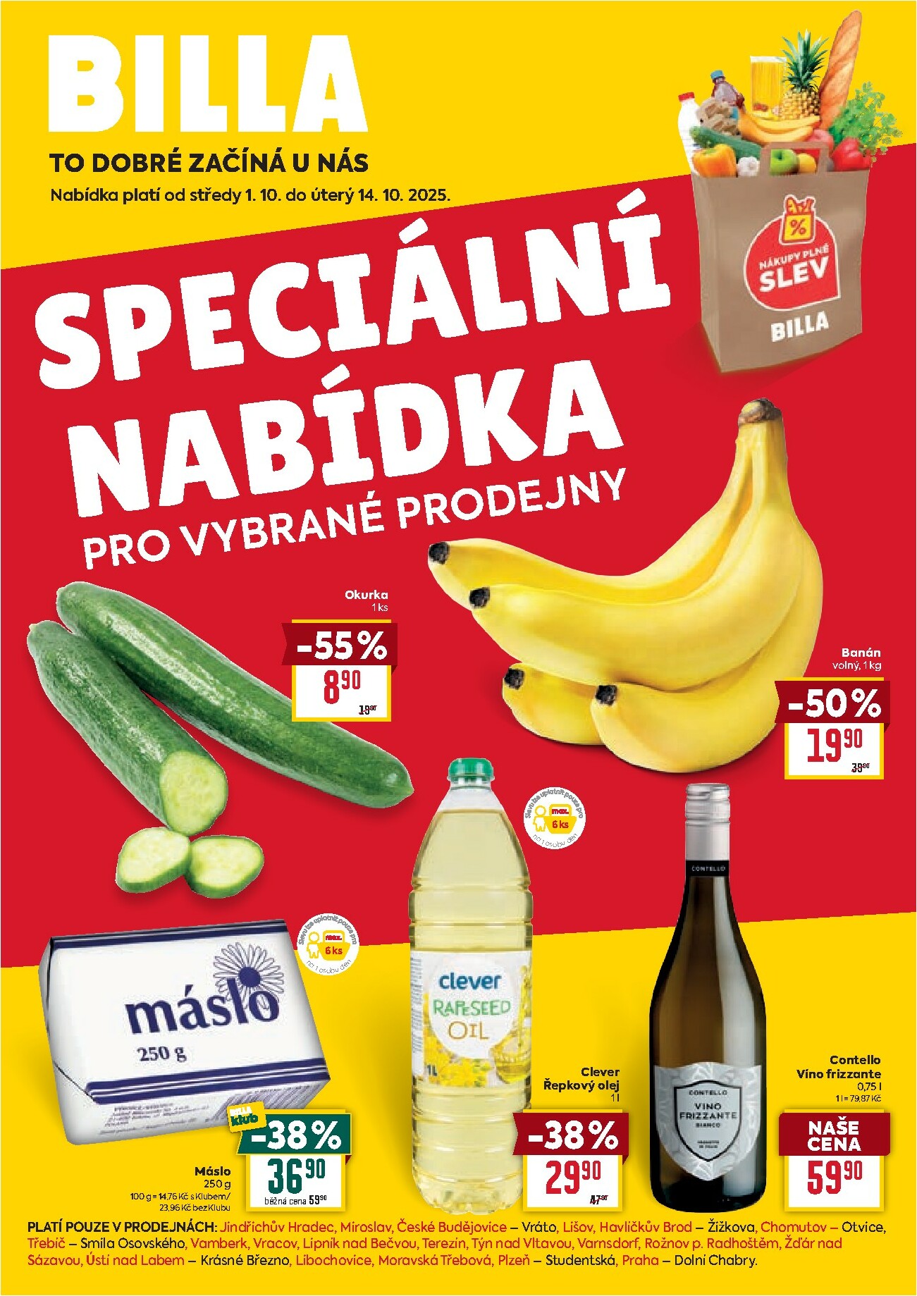 billa - Leták Billa - Speciální nabídka: vybrané prodejny od 01.10. do 14.10.