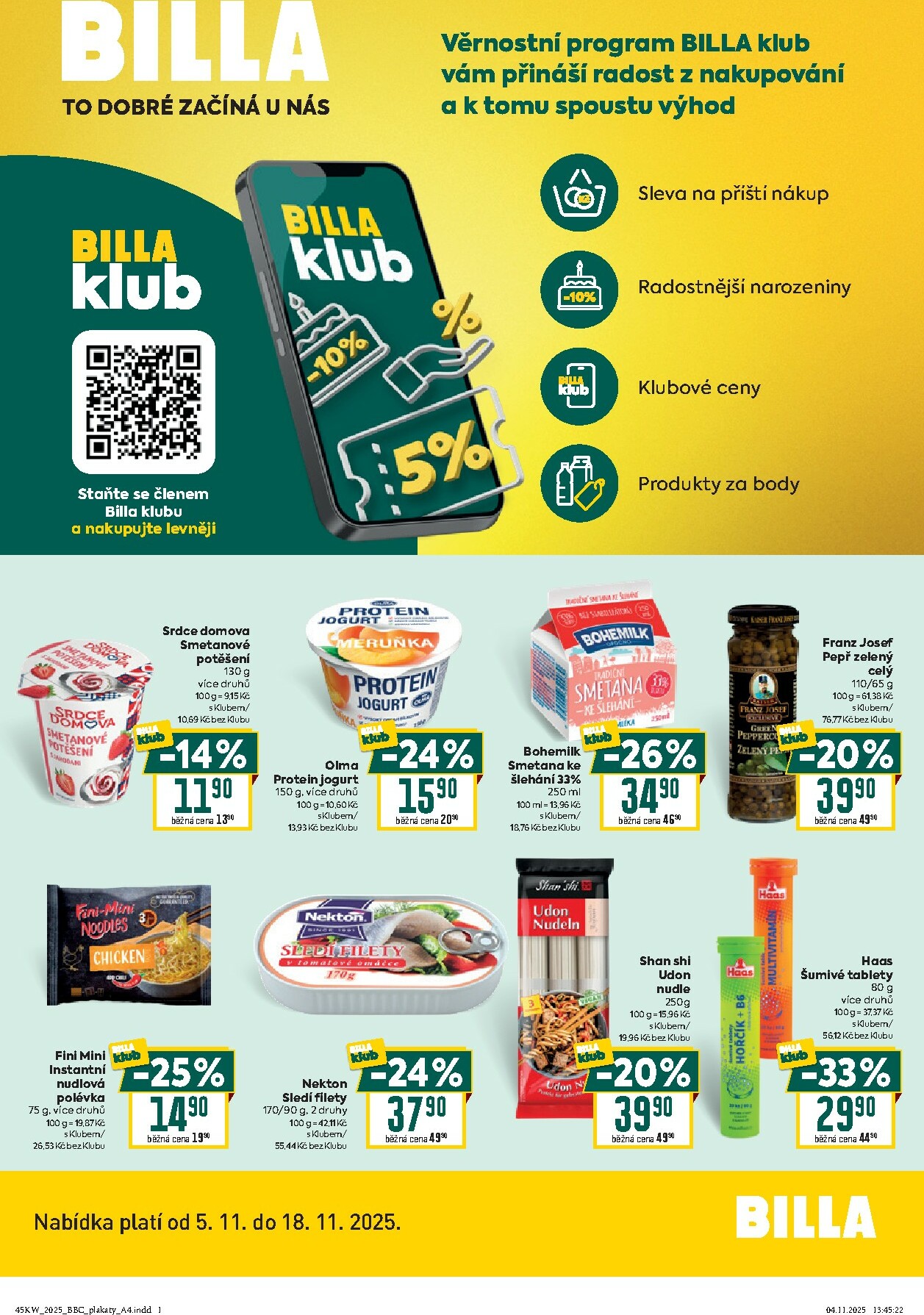 billa - Aktuální leták Billa - Klub od 05.11. do 18.11.