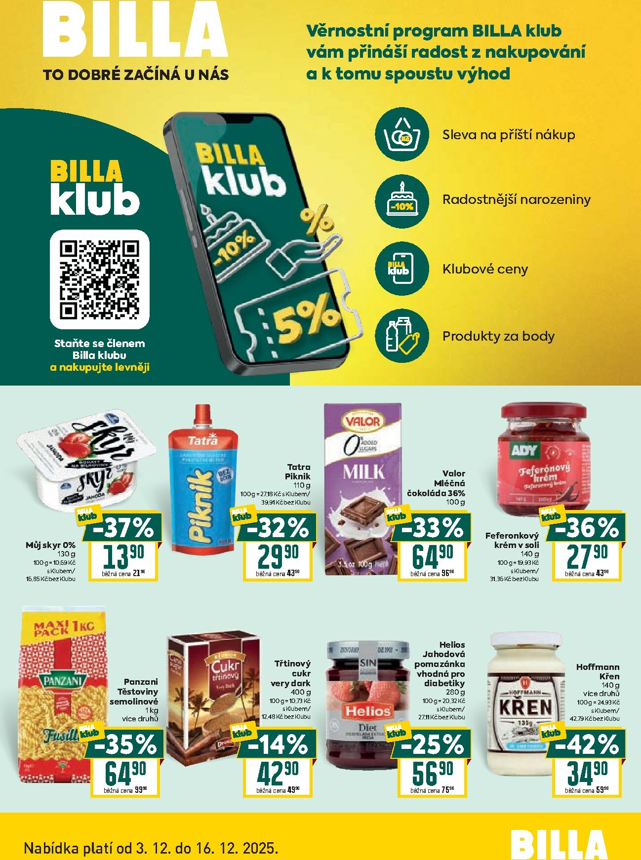 billa - Aktuální leták Billa - Klub od 03.12. do 16.12.