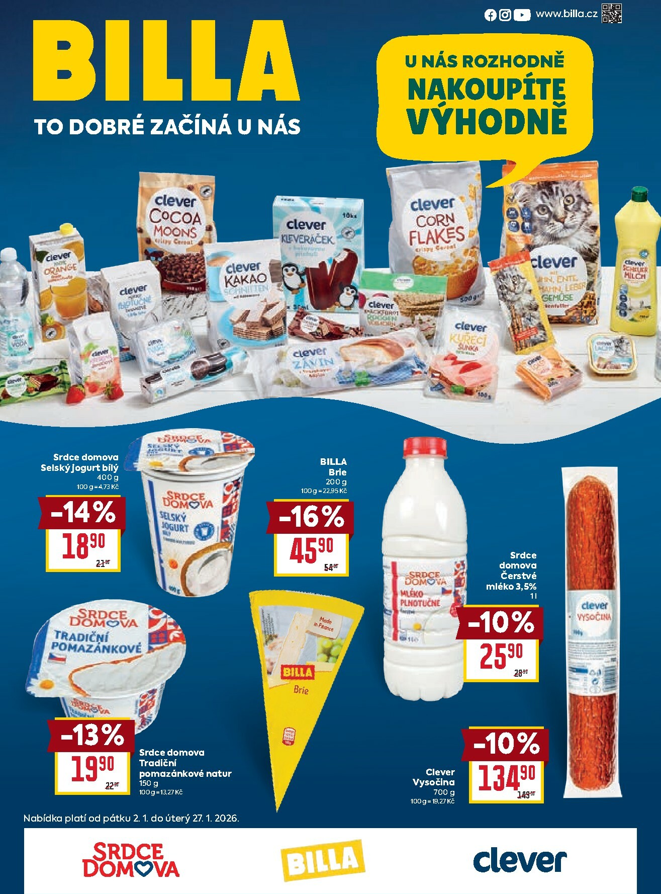 billa - Aktuální leták Billa - Naše značky za výhodné ceny od 02.01. do 27.01.