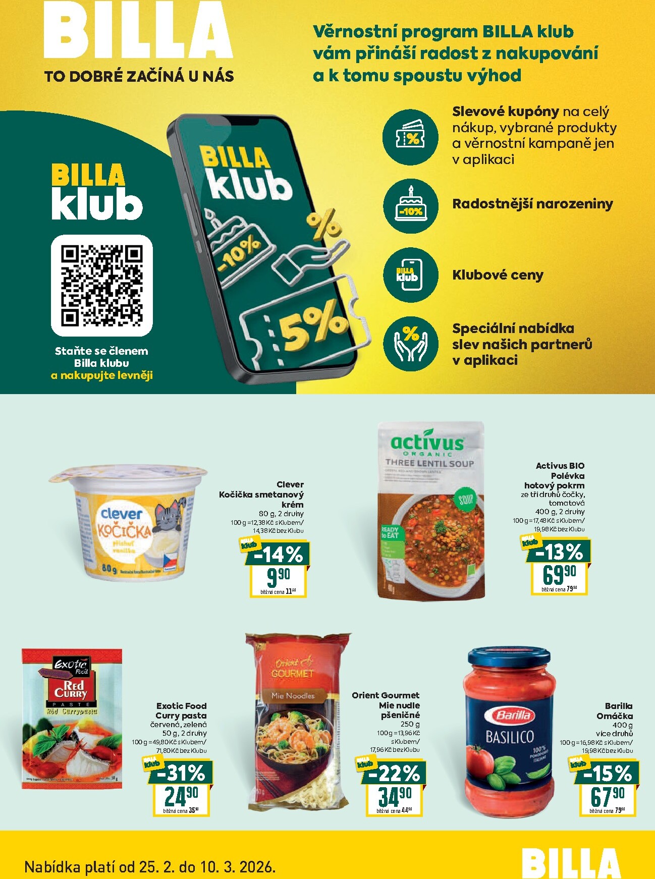 billa - Billa - Klub leták platný od středy 25.02.2026 do úterý 10.03.2026