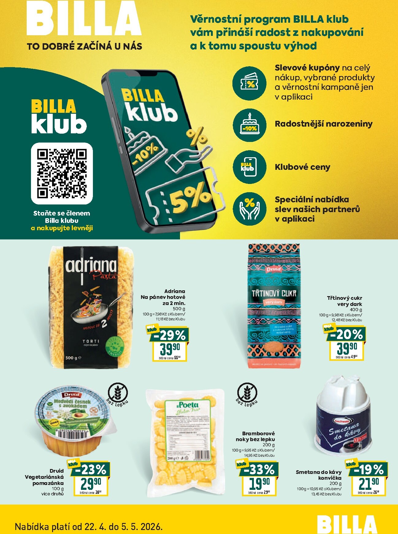 billa - Aktuální Billa - Klub leták platný od středy 22.04.2026 do úterý 05.05.2026 - page: 1