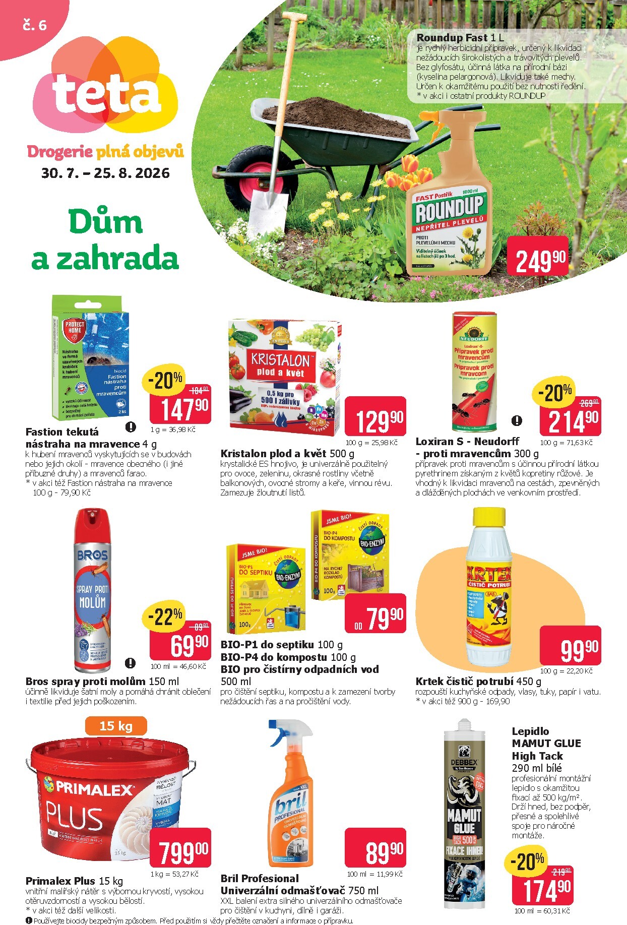 teta-drogerie - Aktuální Teta drogerie - Dům a zahrada leták platný od čtvrtka 30.07.2026 do úterý 25.08.2026