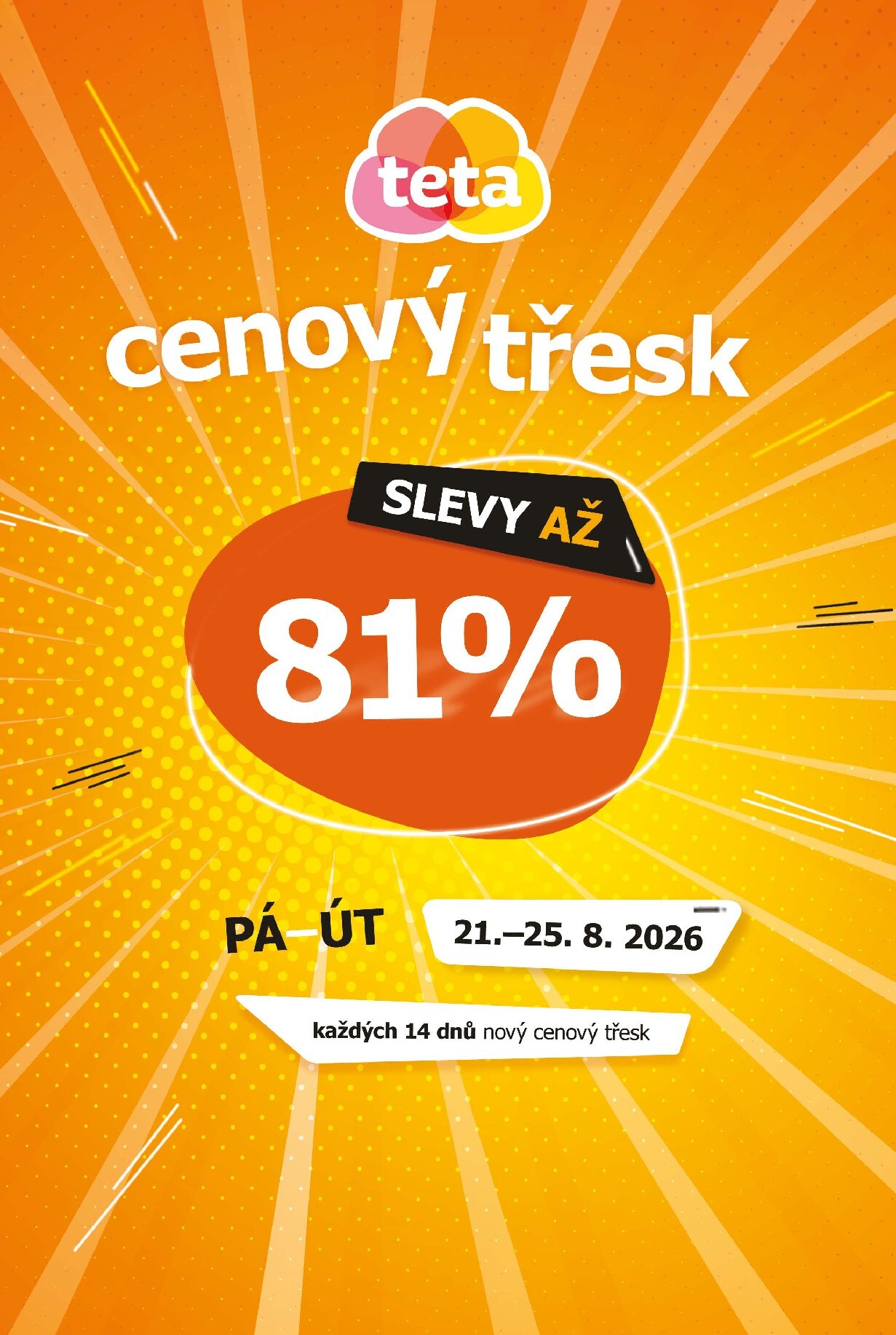 teta-drogerie - Archiv - Teta drogerie - Cenový třesk v Tetě! leták od 21.08.2026 do 25.08.2026 - page: 1