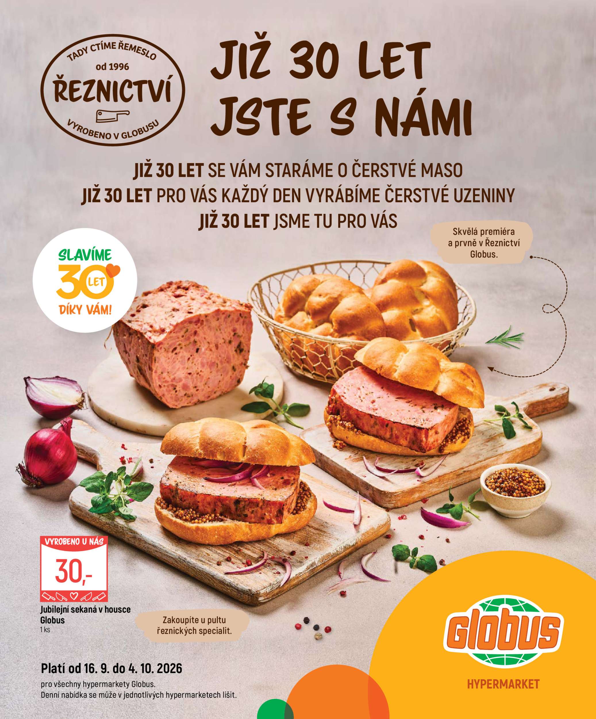 globus - Globus - Řeznictví leták na příští týden od středy 16.09.2026 do neděle 04.10.2026