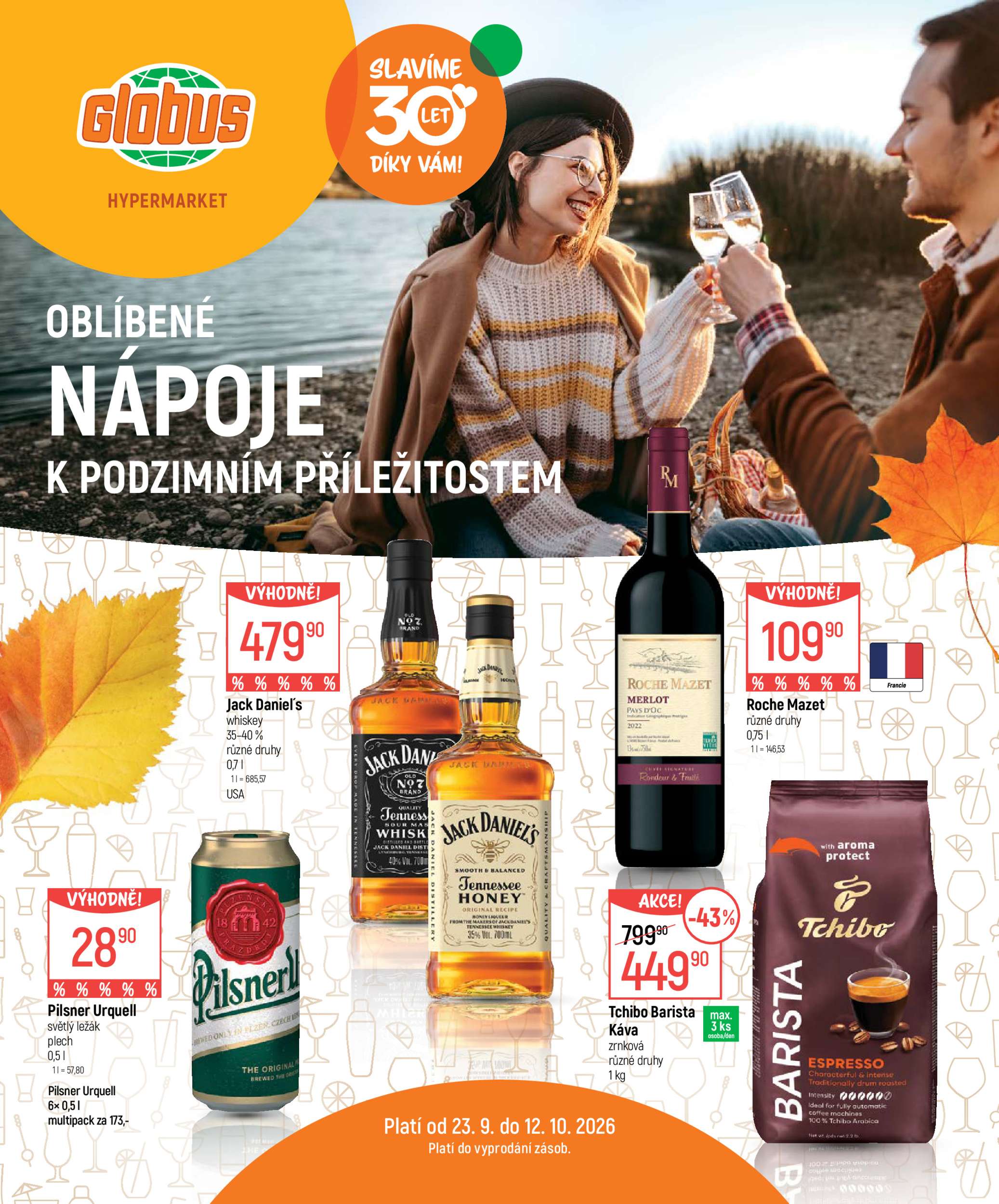 globus - Globus - Nápoje leták na příští týden od středy 23.09.2026 do pondělí 12.10.2026