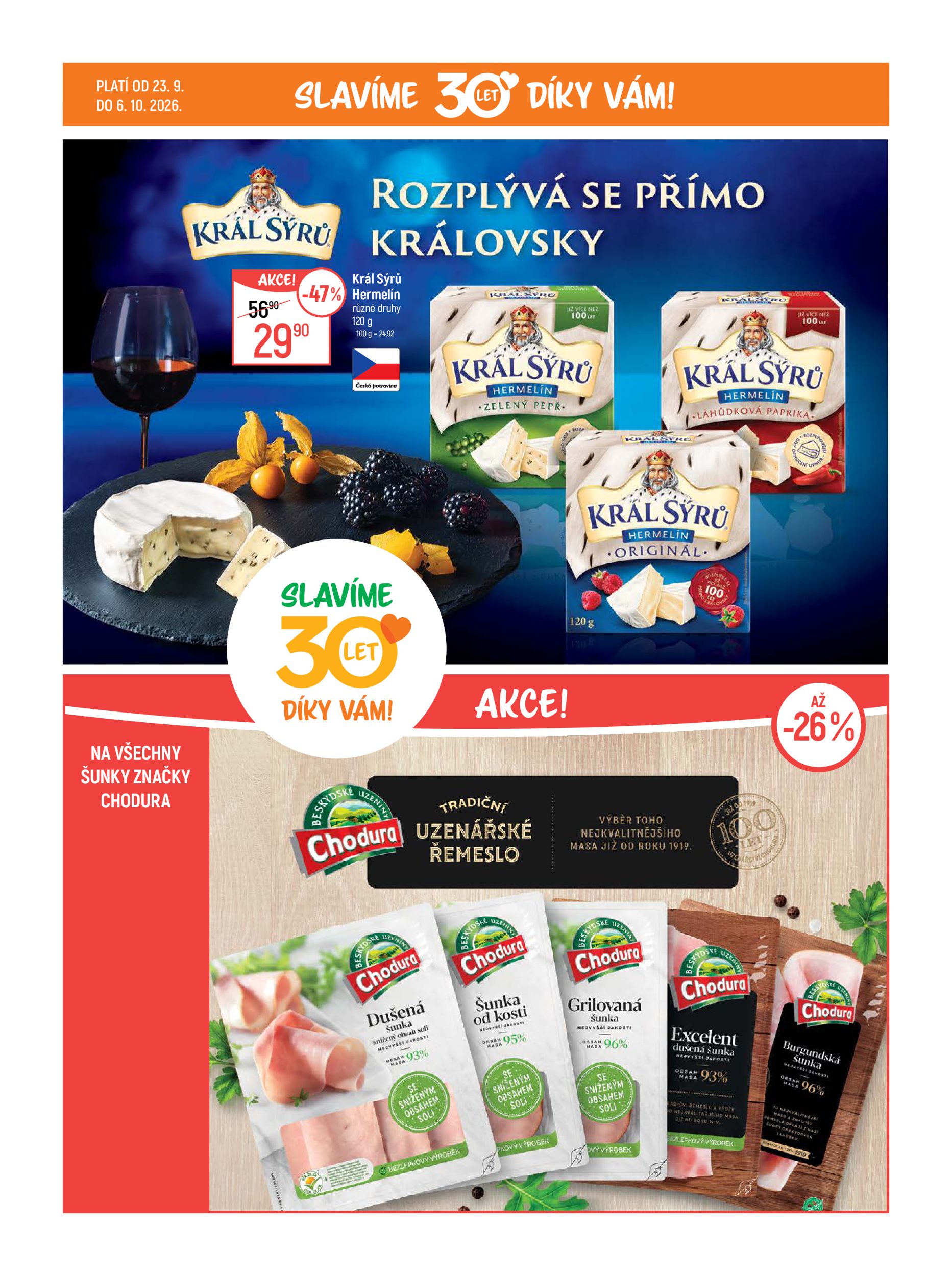 globus - Globus - Slavíme 30 let díky vám leták na příští týden od středy 23.09.2026 do úterý 06.10.2026
