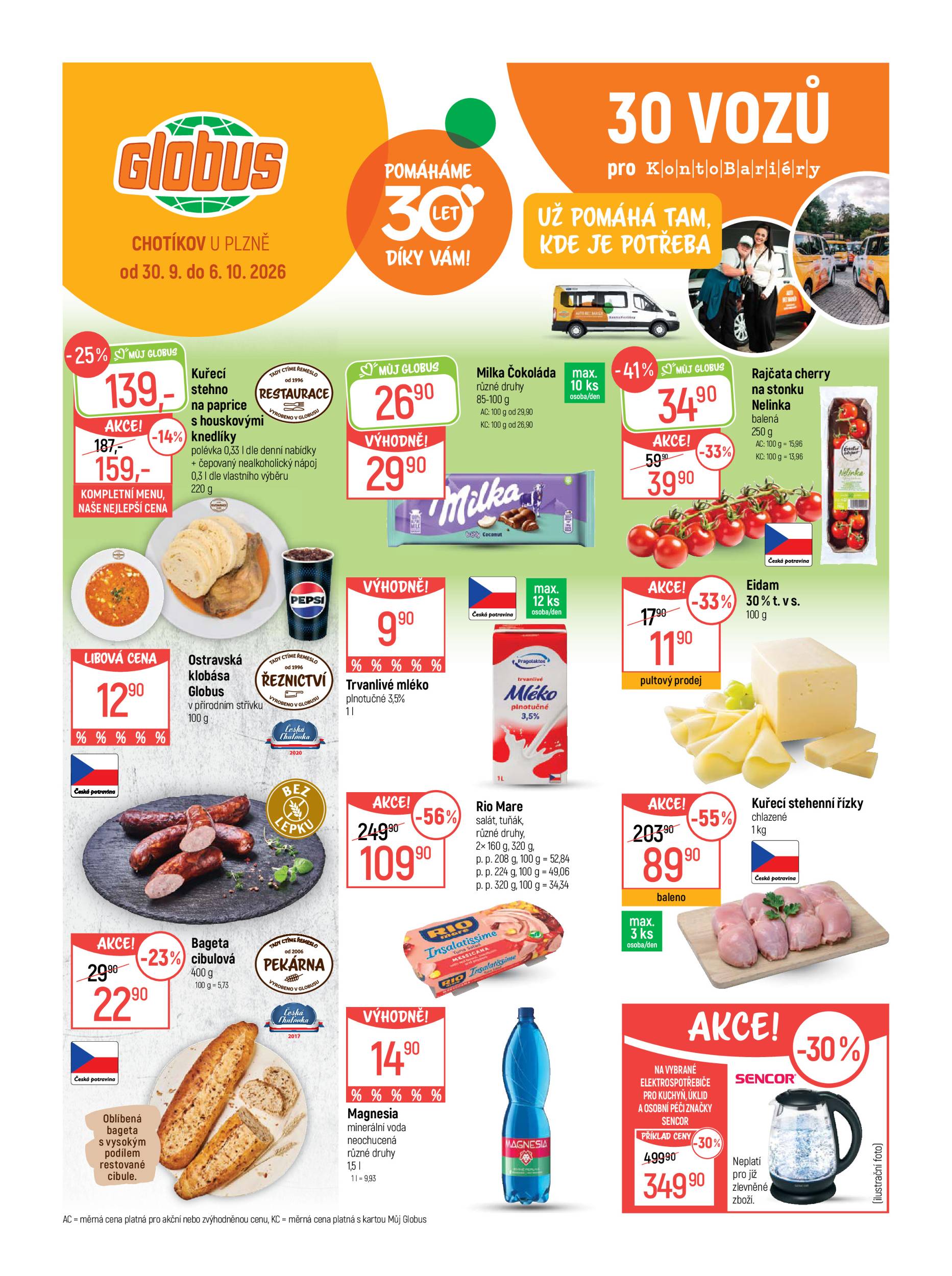globus - Globus Plzeň–Chotíkov leták na příští týden od středy 30.09.2026 do úterý 06.10.2026